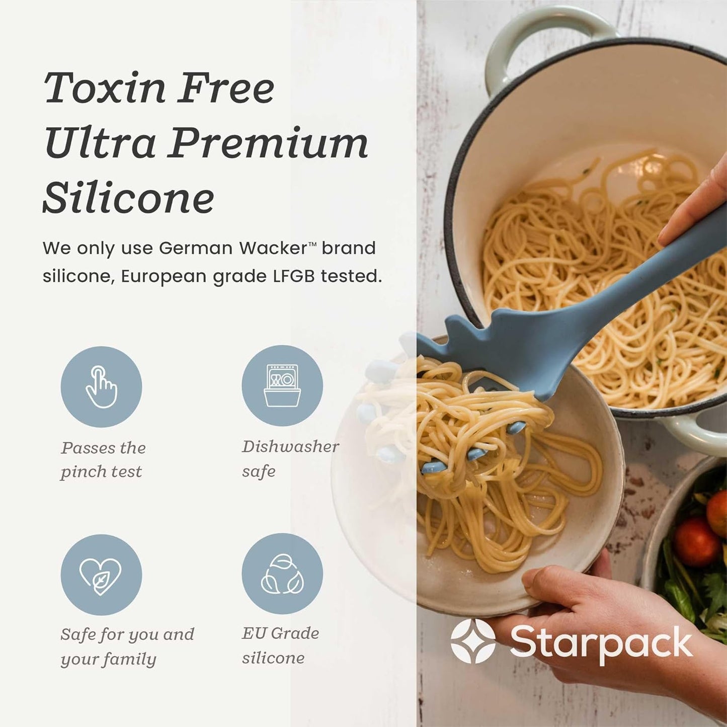 Starpack 'Like a Boss' XL Premium Silicone Cooking Utensils Set (6 Pcs) - Heat Resistant Kitchen Utensils 600°F - Non-Stick Silicone Utensil Set - Large Kitchen Utensils Set for Cooking & Serving