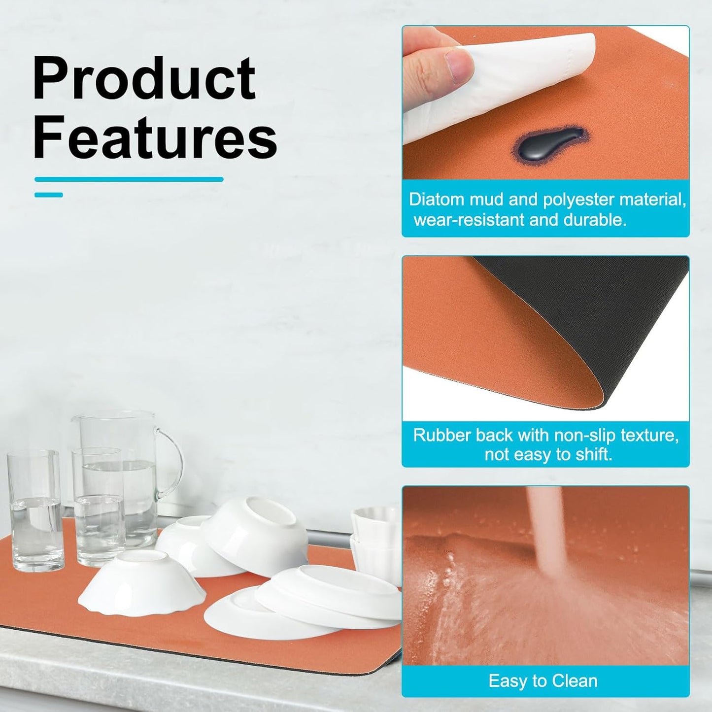 uxcell Silicone Mats for Kitchen Counter, 15.7" x 11.8" Non-Slip Countertop Protector Mat Heat Resistant Coffee Mat Waterproof Table Placemat, Orange