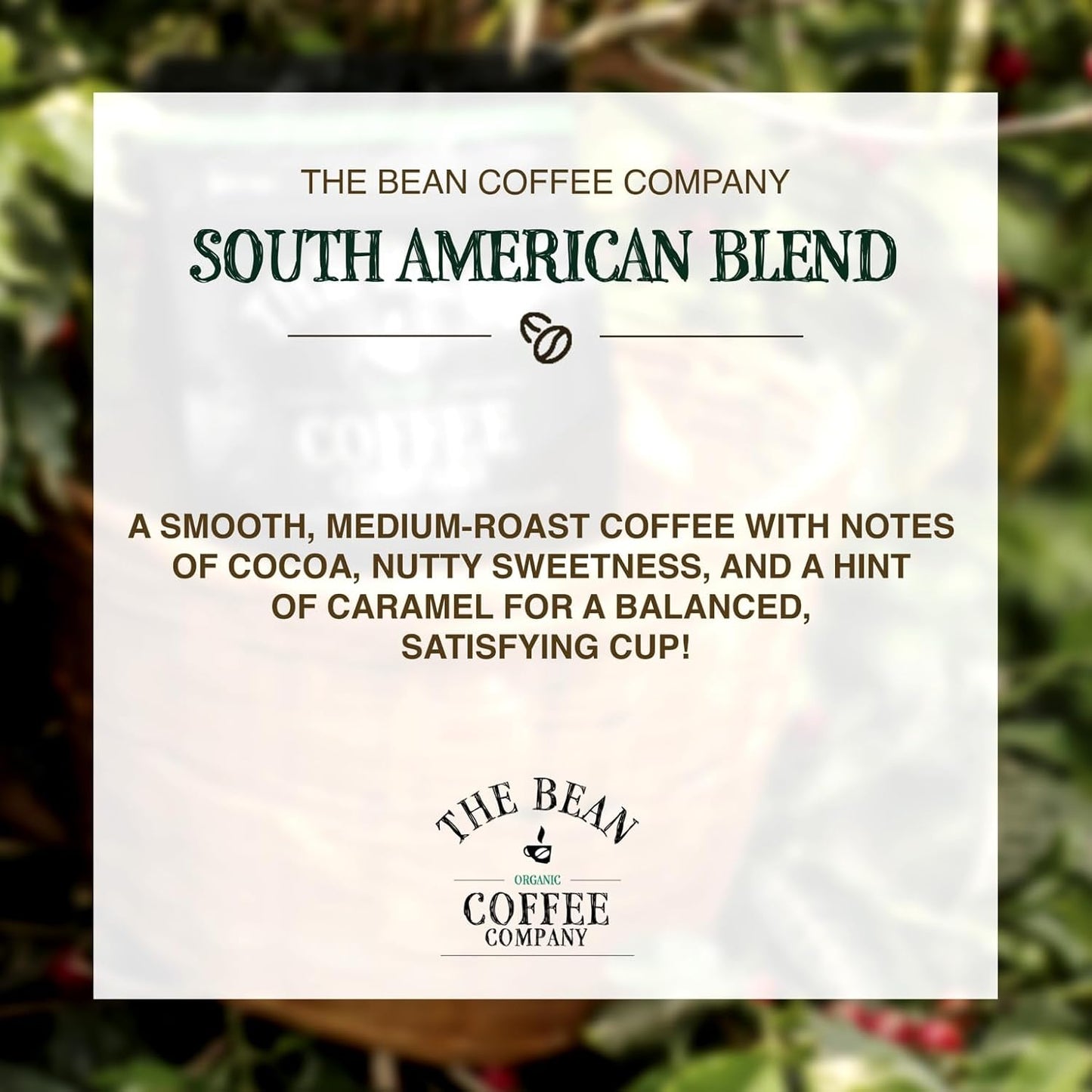 The Bean Organic Coffee Company South America, Medium Roast, Whole Bean Coffee, 5-Pound Bag