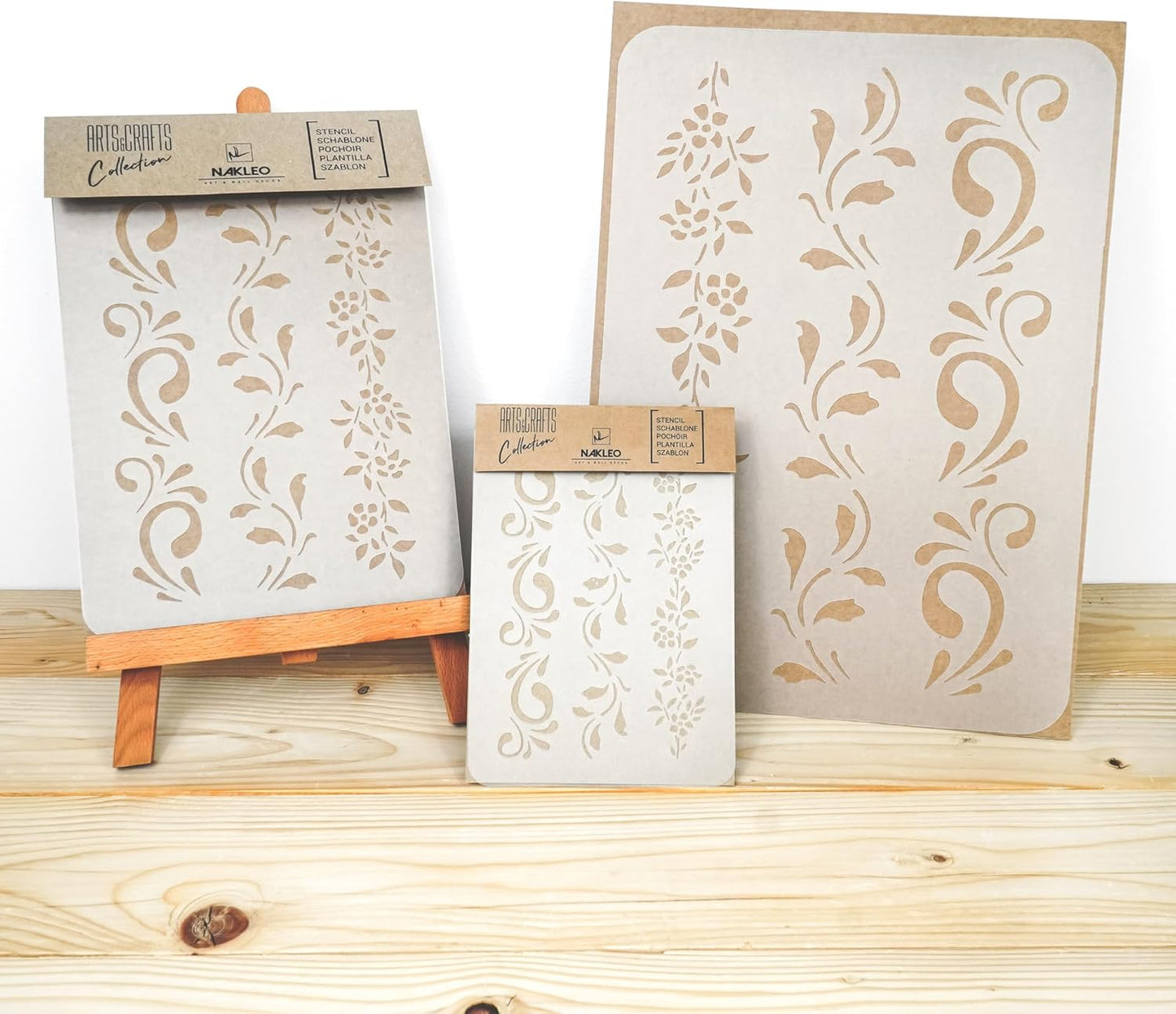 NAKLEO Painting Stencil for Crafts A5 5.9” x 8.3”, Border Flower Plant Pattern, Reusable Plastic DIY & Scrapbooking Drawing Template, Decoupage Art Home Decor, Wall Wood Fabric Furniture