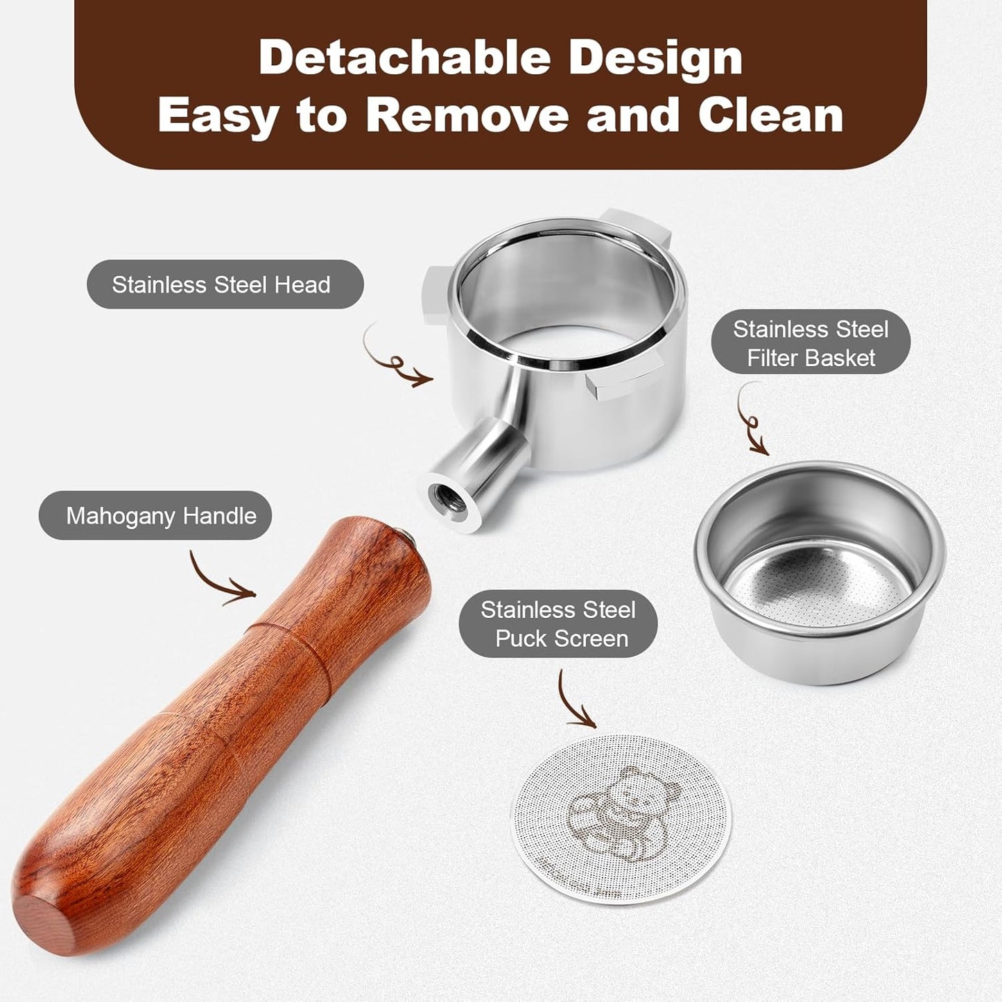 MEION 54mm Bottomless Portafilter Compatible with Breville Barista Express Machines, Sage, Barista Pro, BES870XL, BES878, BES880, Espresso Portafilter with 18g Filter Basket & Puck Screen