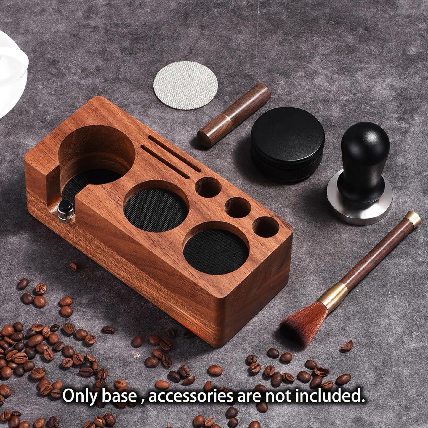Espresso Tamping Station(51/54MM) Walnut Wood, Espresso Coffee Anti-pressure Pad Stand, Espresso Station,Coffee Tamper Station Organizer for Countertop