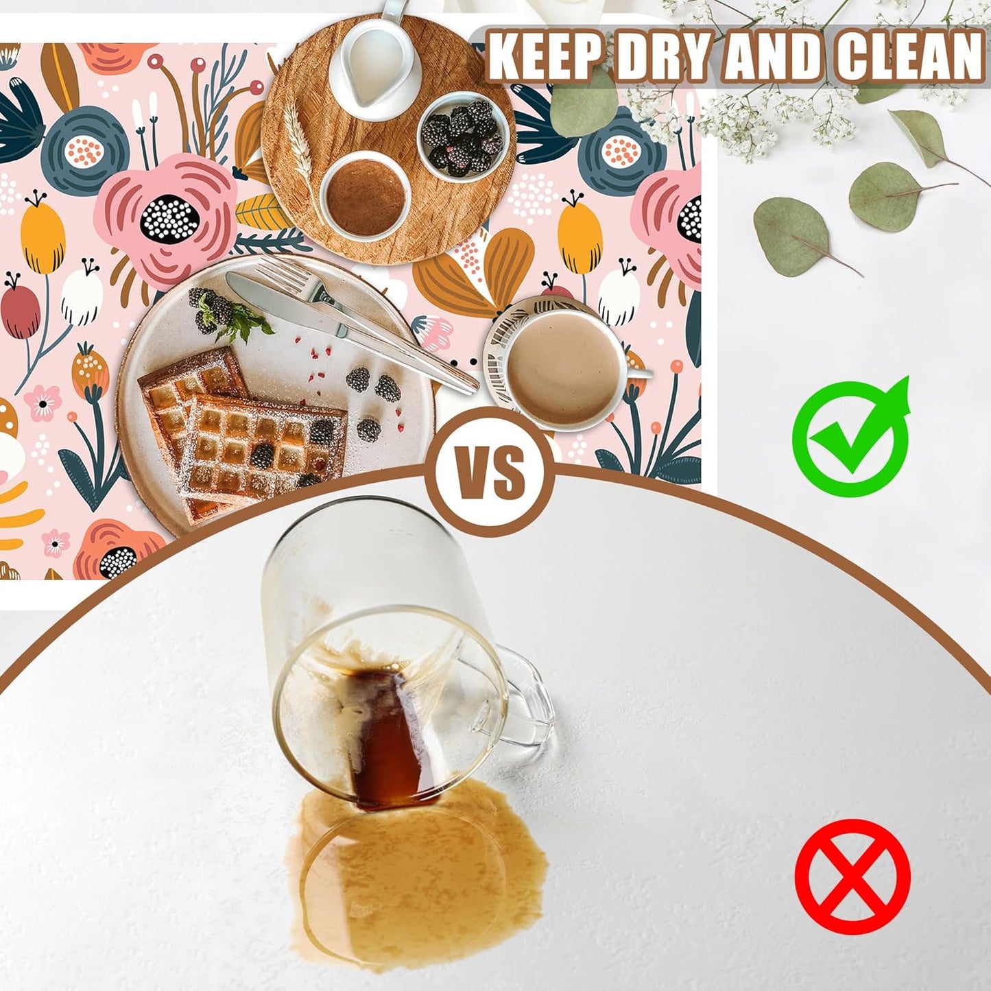 Dish Drying Mat Pink Flowers Berries Leaves Coffee Bar Mat for Countertop Absorbent Hide Stain Rubber Backed Dish Drainer Rack Pad Espresso Machine Dining Room Decor 15.7 x 23.6 Inch