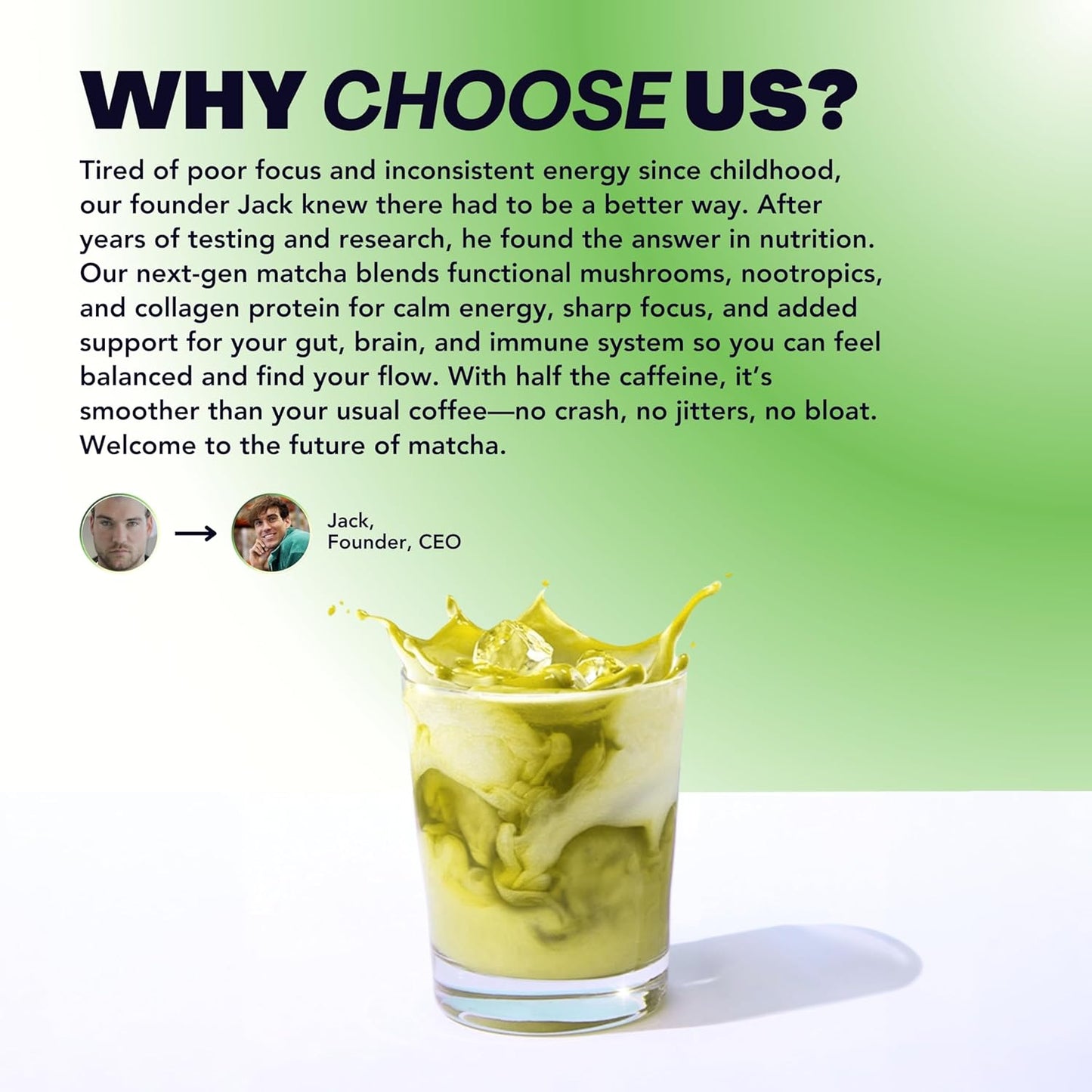 Everyday Dose Mushroom Matcha+ Ceremonial Grade Matcha Powder - Japanese Tea With Grass-Fed Collagen, Lion's Mane, Chaga, L-Theanine - For Better Focus, Energy, Digestion and Immunity - 30 Servings