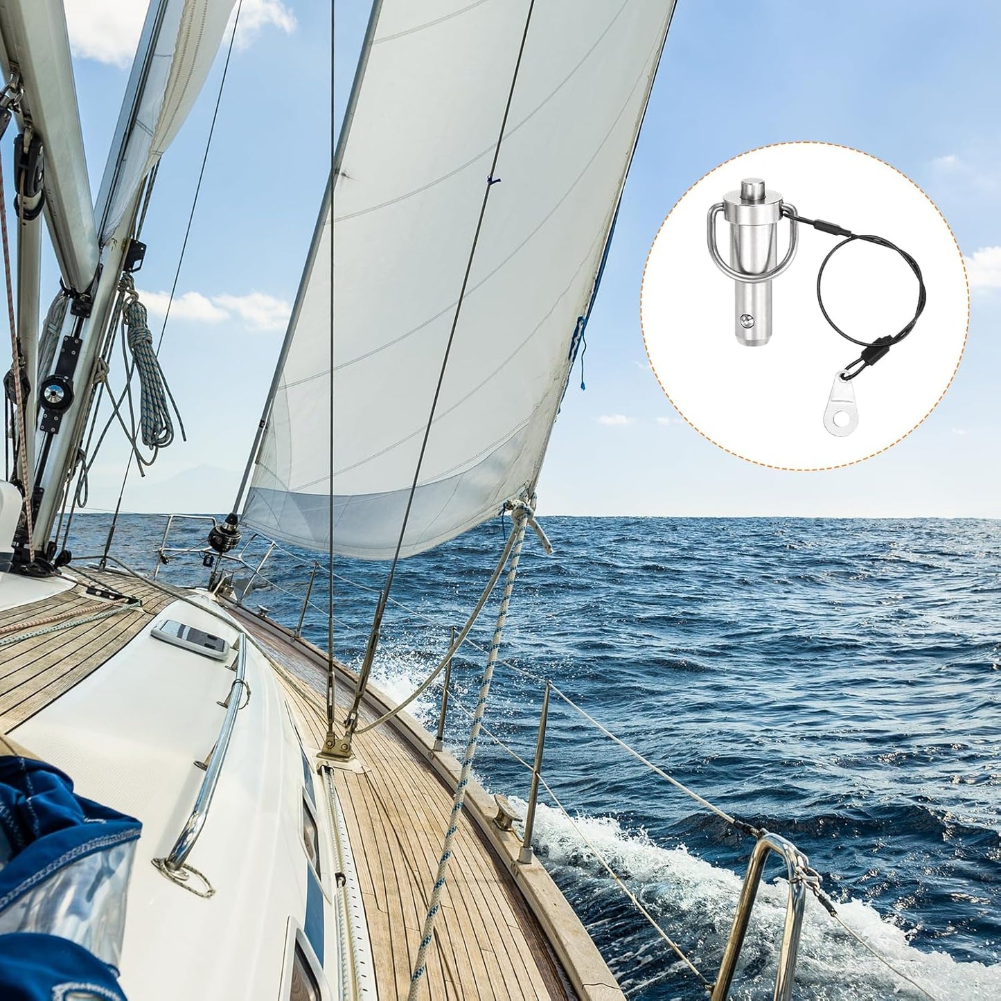 uxcell 2 Pcs Quick Release Pin, 1/2" x 0.5"(Dia. x L) Push-Button Ball Locking Pin 304 Stainless Steel Ring Handle Locking Pin with Wire for Audio Bimini Top Marine, Silver
