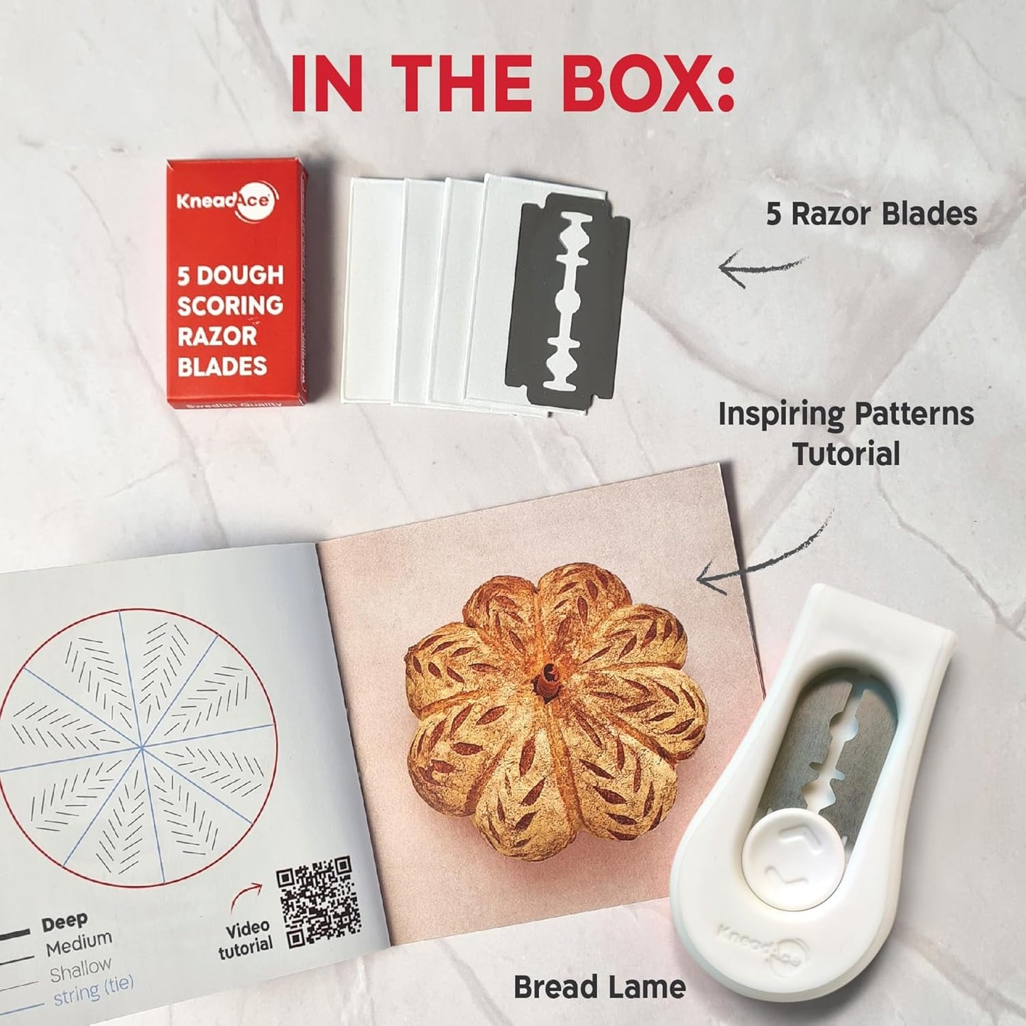 Upgraded Magnetic Bread Lame, Professional Dough Scoring Tool with Extractable Blade, Sourdough Bread Tool for Baking, Includes Scoring Pattern Booklet & 5 Replaceable Razor Blades