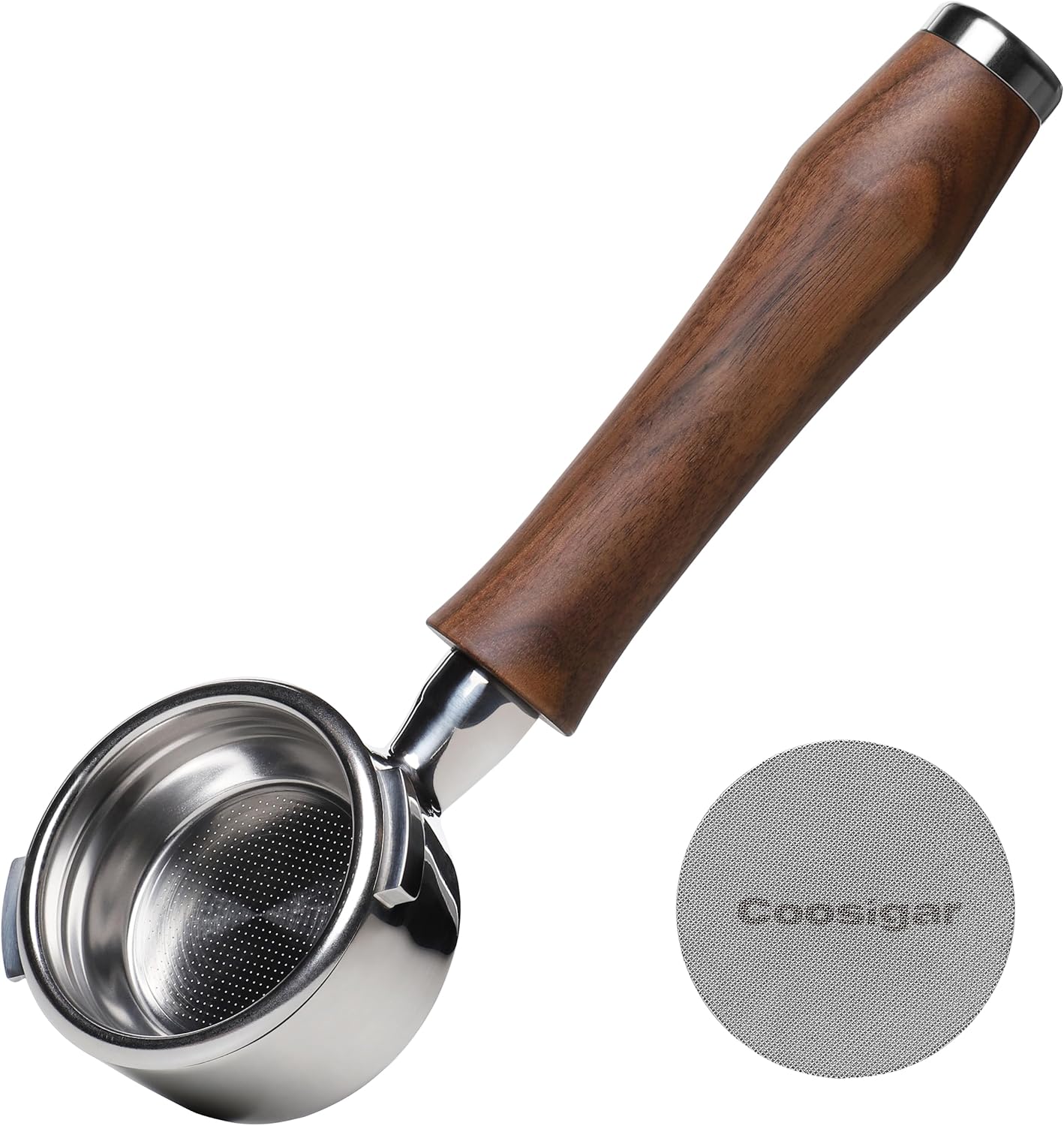 58mm Bottomless Portafilter | Fits for Gaggia machines| Stainless Steel portafilter and Walnut wood Handle|Espresso Machine Accessories(Walnut)