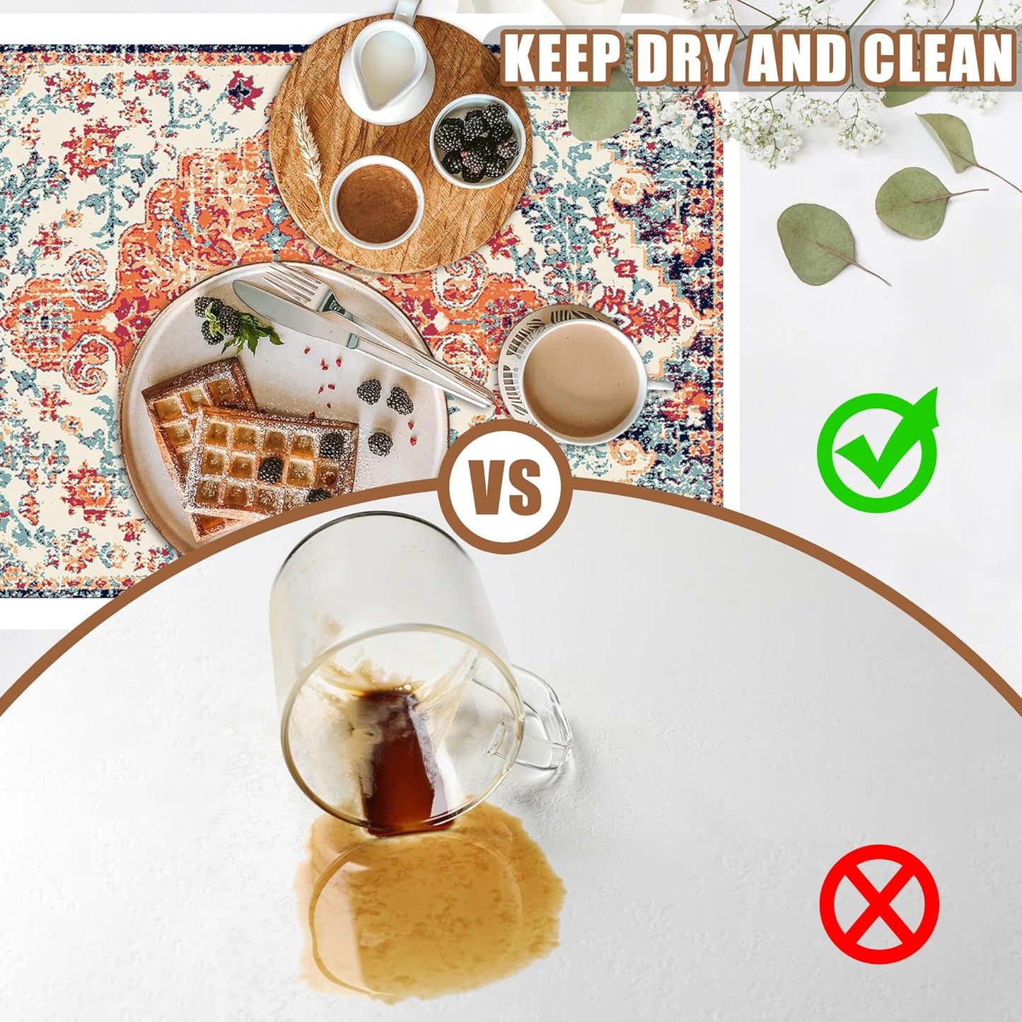 Persian Vintage Boho Carpet Coffee Mat Dish Drying Mat for Kitchen Counter Absorbent Hide Stain Rubber Backed Coffee Bar Accessories Fit Under Espresso Machine Dish Drainer 15.7 x 23.6 Inch