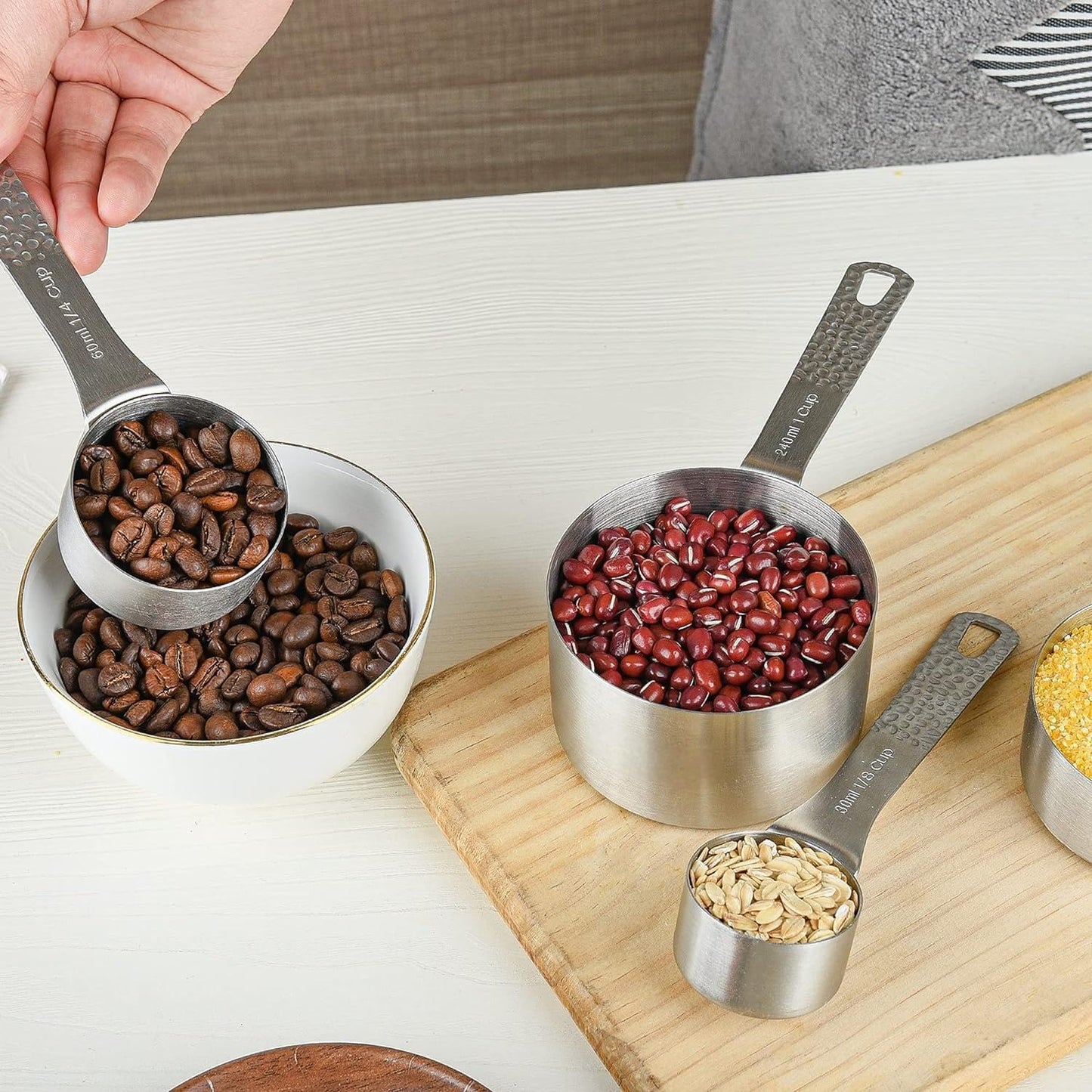 Measuring Cups and Spoons Set 13, 18/8 Stainless Steel Measuring Cups and Spoons Set for Baking and Kitchen, Metal Measuring Cups Set