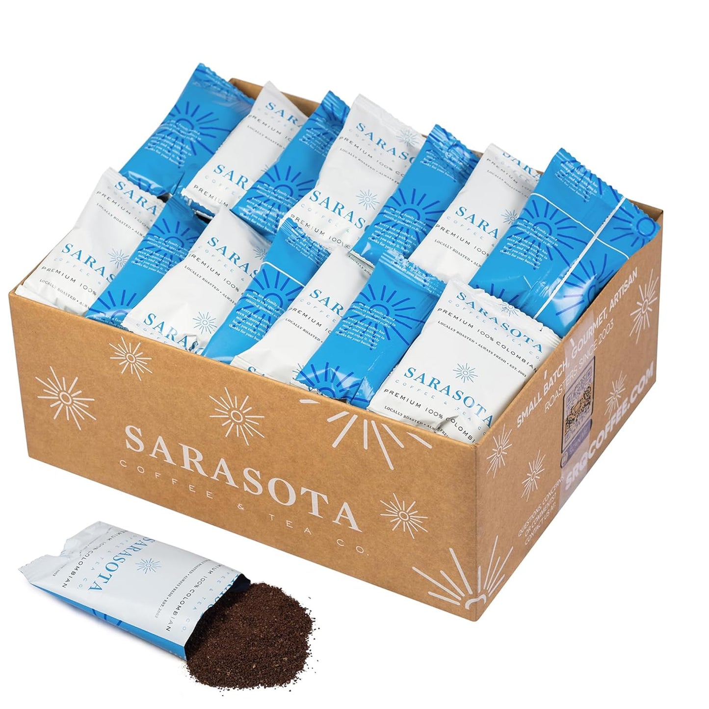 Ground Coffee | Colombian Medium Roast Low Acid Mold Free Pouches | Bulk Packets | Gourmet Columbian Powder Packs for 12 Cup Drip Maker | Premium Highest Rated Individual Premeasured Commercial Bags