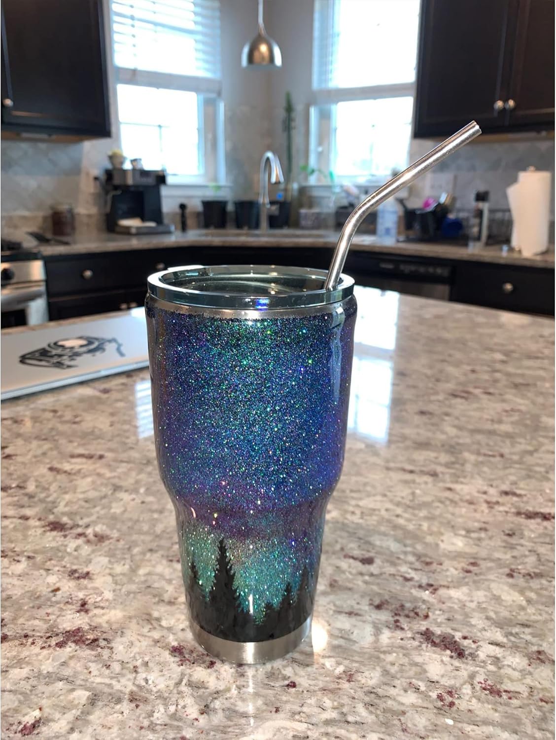 Set of 4 Reusable Metal Straws, 10.5'' Long Stainless Steel Straw with Cleaning Brushes and Case, Drinking for 30 oz and 20 oz Tumblers.