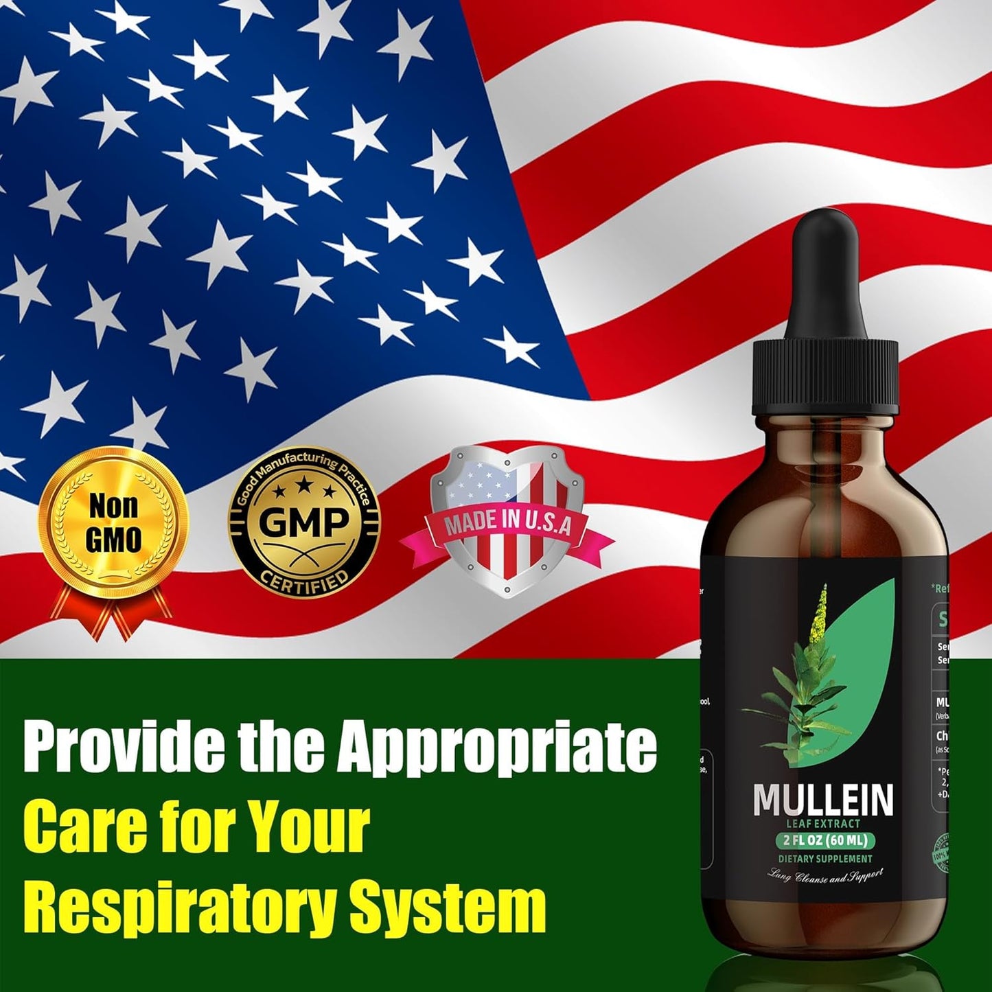YUMOYI Chlorophyll&Mullein Drops for Lungs - Support Lung Cleanse & Respiratory Function for Healthy Breathing - Natural Supplement, Tincture Drops | Non-GMO, Vegetarian | 1 Month Supply