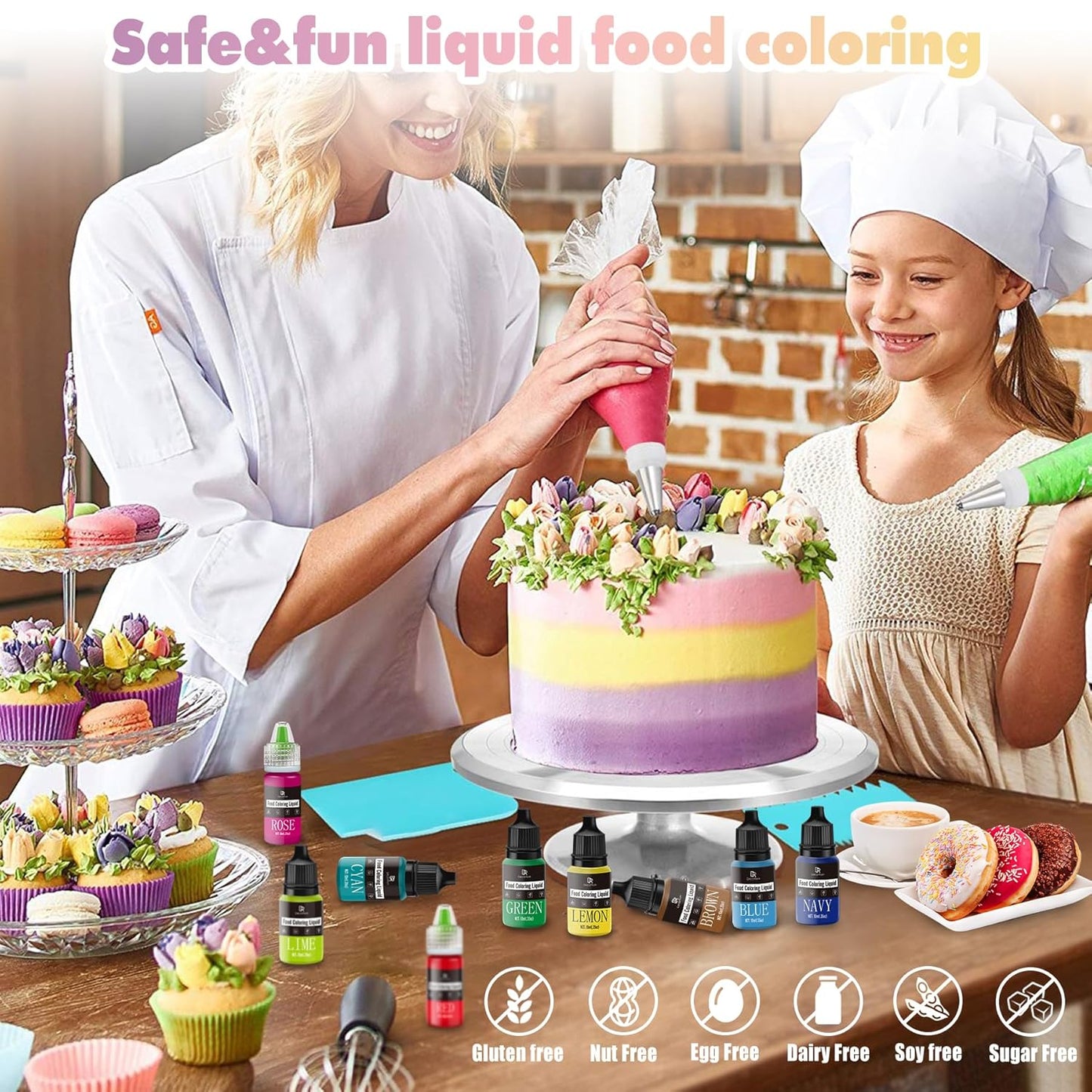 Food Coloring - Vibrant Liquid Icing Food Coloring Set for Baking, Cake Decorating, Easter Egg, Airbrush - Tasteless Food Color Dye for Fondant, Slime, DIY Crafts - 5.5 Fl.oz / 160ml Each (Pink)