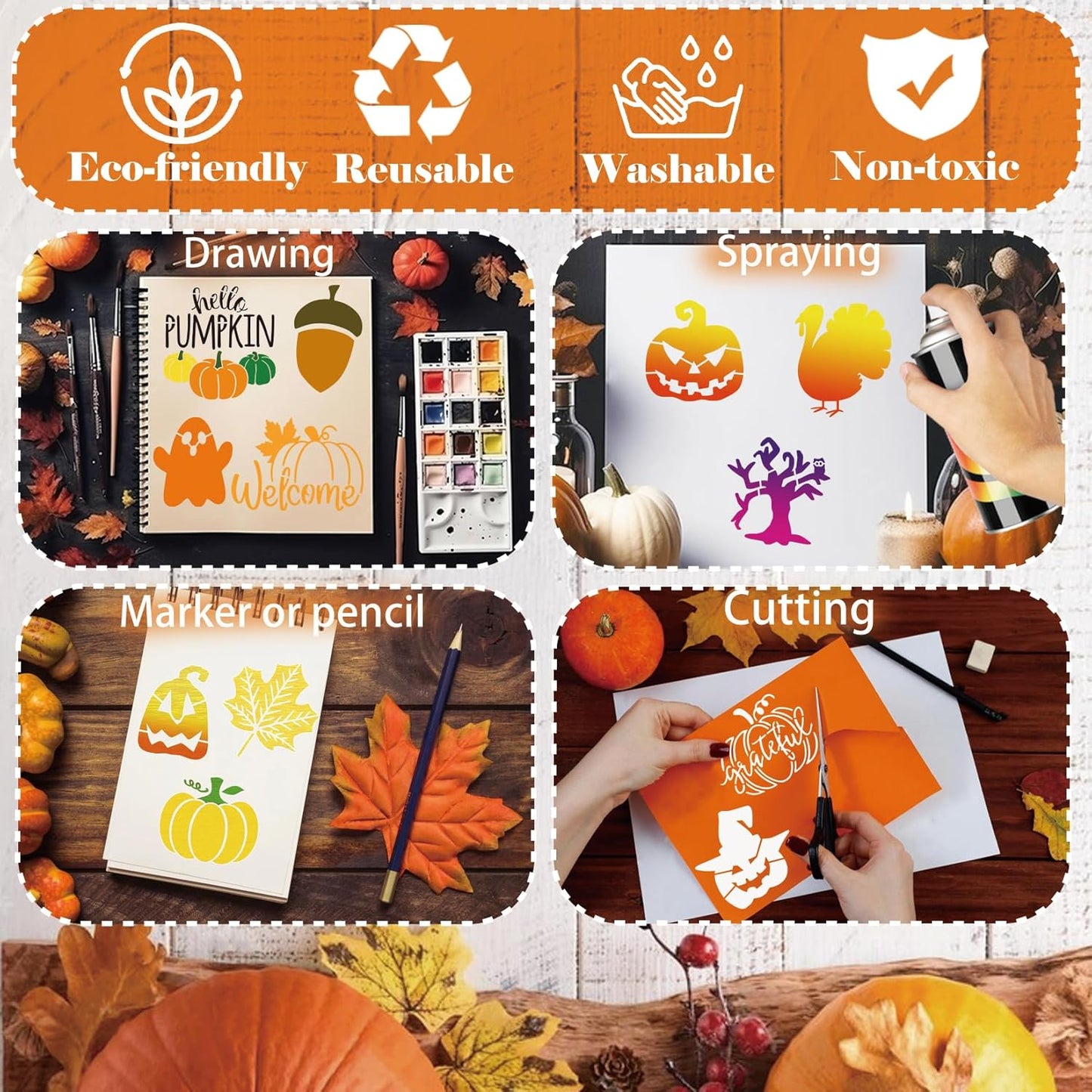 45Pieces Christmas Halloween Fall Thanksgiving Cookie Stencils Reusable Holiday DIY Baking Cake Templates Stencil for Food Dessert Craft (45 Holiday)