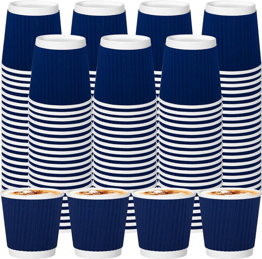 120 Pack Paper Espresso Coffee Cups, 4 oz Disposable Coffee Cups,Corrugated Insulated Ripple Wall, Paper Ripple Cup for Coffee, Hot Chocolate and Hot Tea Drinks -Navy