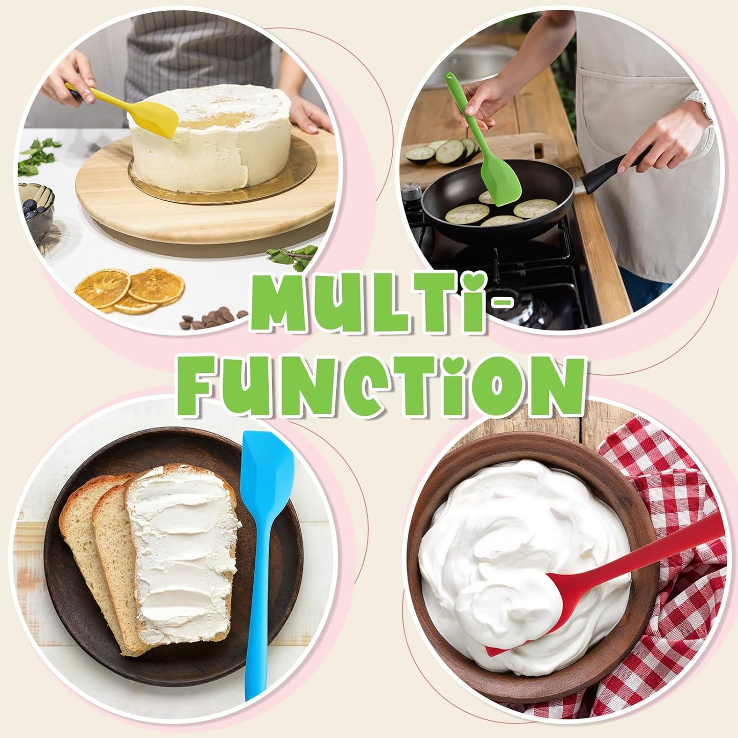 Hsei 54 Pieces Silicone Spatulas 8.1 Inch Rubber Spatula Heat Resistant Non Stick Flexible Cooking Scraper Baking Mixing Tool with Stainless Steel Inside for Kitchen Cookware Dishwasher Safe, 9 Colors