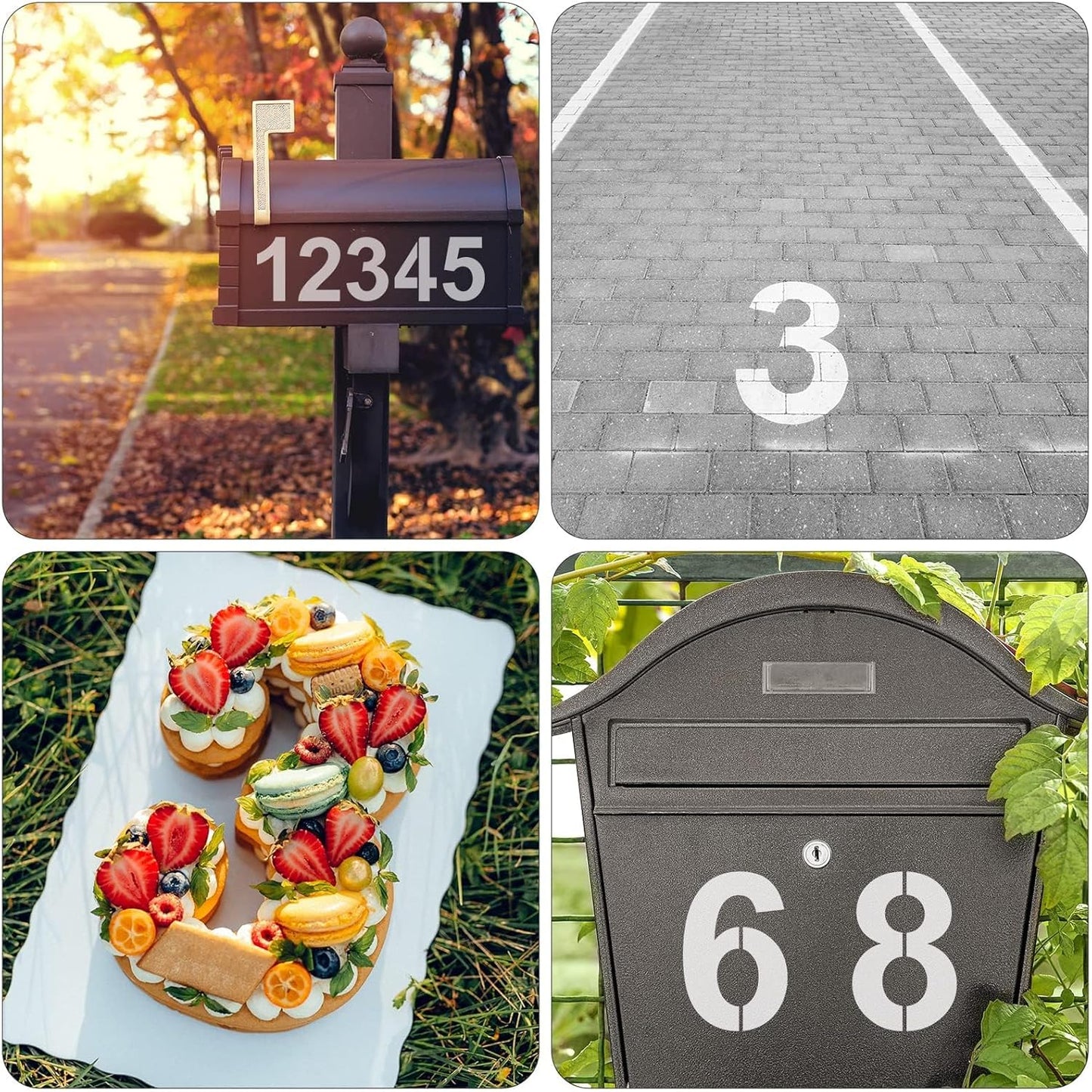 6 Inch Plastic Number Stencils - Reusable Digital Templates for Cake, Address, Painting