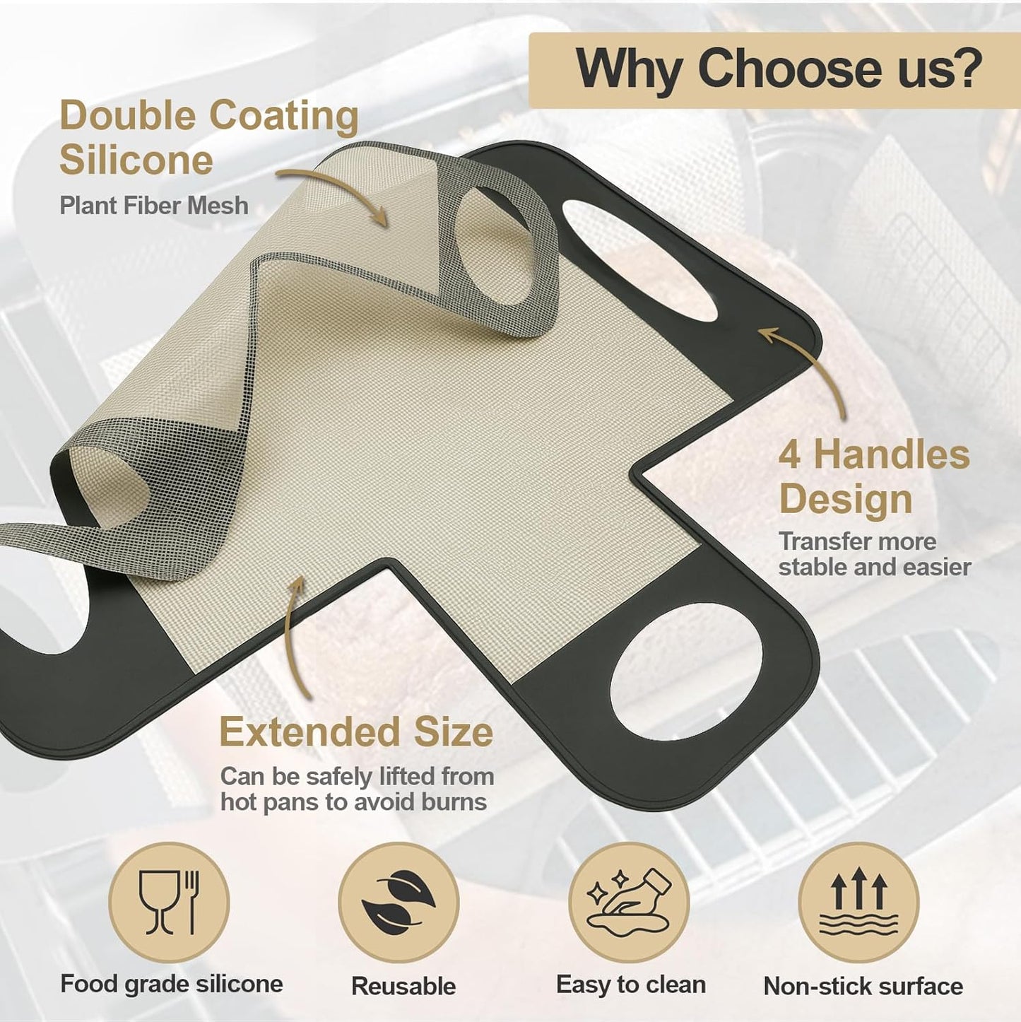 2 Pack Silicone Bread Loaf Pan Liners with Handles, Non-Stick& Easy Clean Baking Sling for 9x5 or 1.5lb Pans, Reusable Silicone Bread Sling with Storage Straps