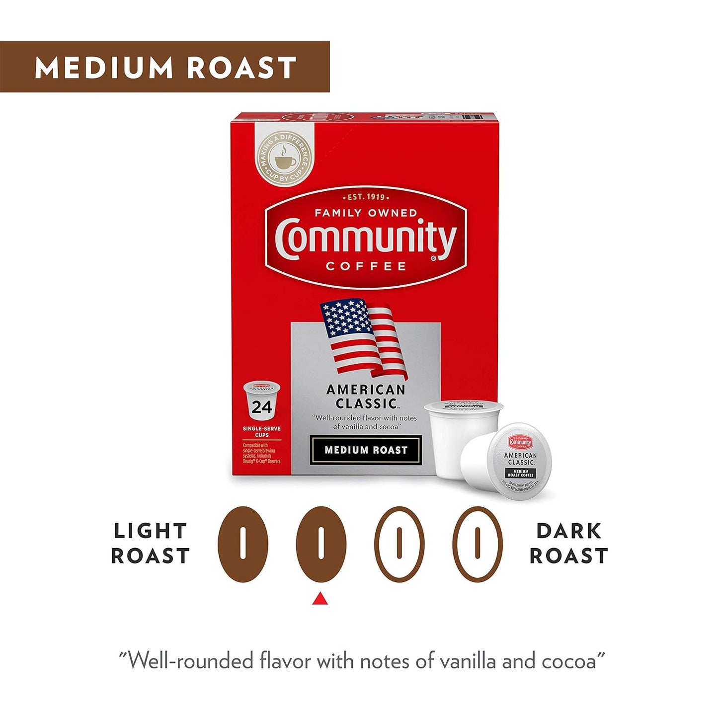 Community Coffee American Classic 12 Count Coffee Pods, Medium Roast, Compatible with Keurig 2.0 K-cup Brewers, 12 Count (Pack of 1)