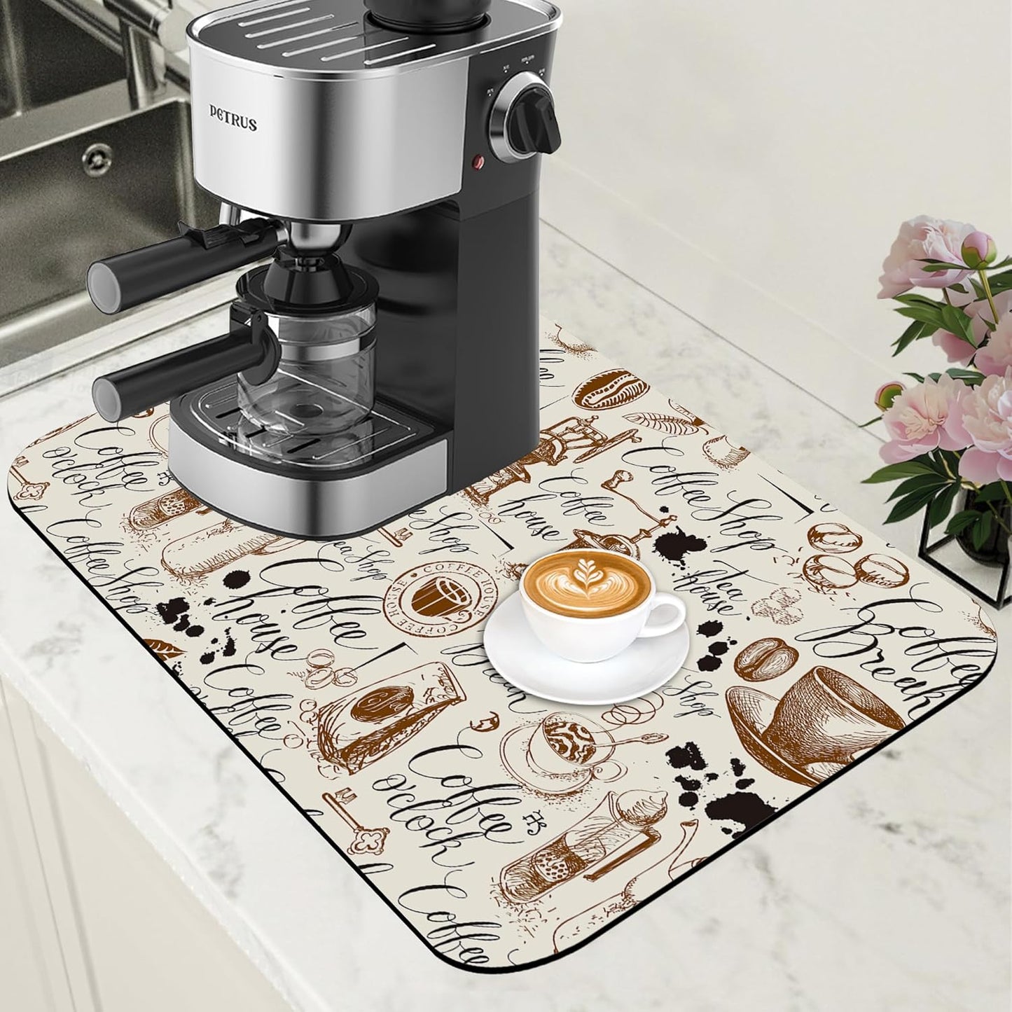 Dish Drying Mat - Absorbent Countertop Mat with Rubber Backing, Hide Stain, Dish Drainer Rack, 11.8 x 19.7 Inch