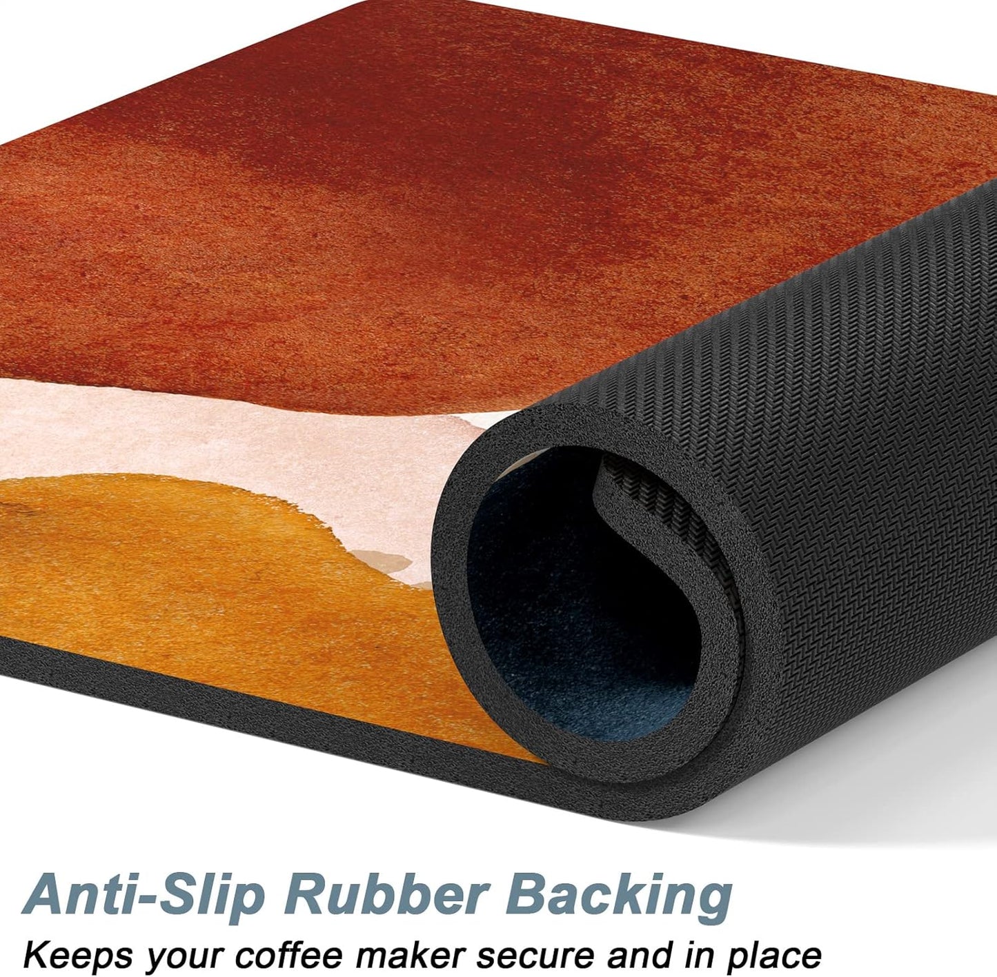 Rnivvi Coffee Mat, 12" x 19" Cute Boho Theme Coffee Bar Mats for Espresso Machine Station Accessories and Organizer, Hide Stain Rubber Backed Absorbent Dish Drying Pad for Kitchen Counter, Stones