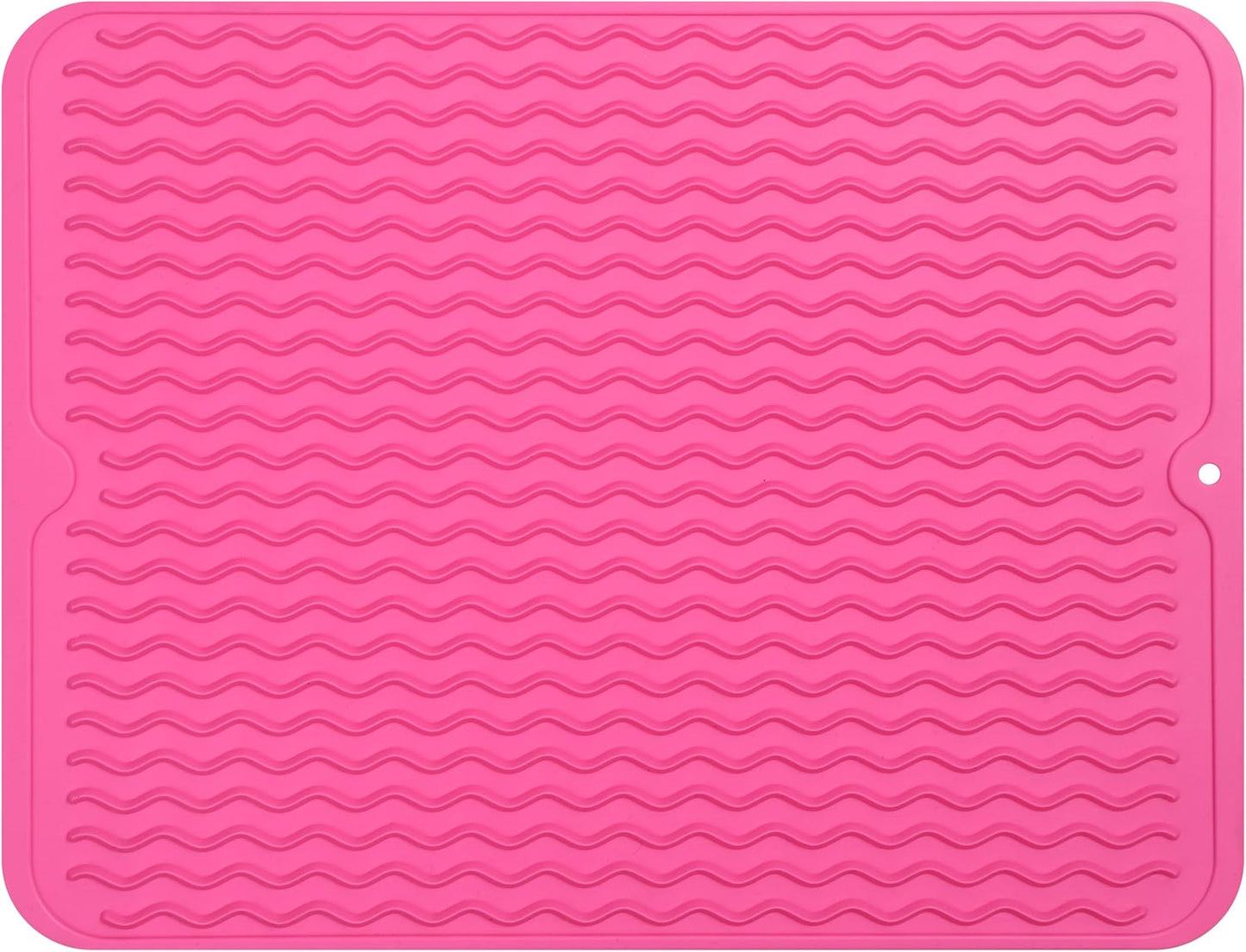 Silicone Dish Drying Mat for Multiple Usage,Easy clean,Eco-friendly,Heat-resistant Silicone Mat for Kitchen Counter or Sink,Refrigerator or drawer liner Rose L 16 inches x 12 inches