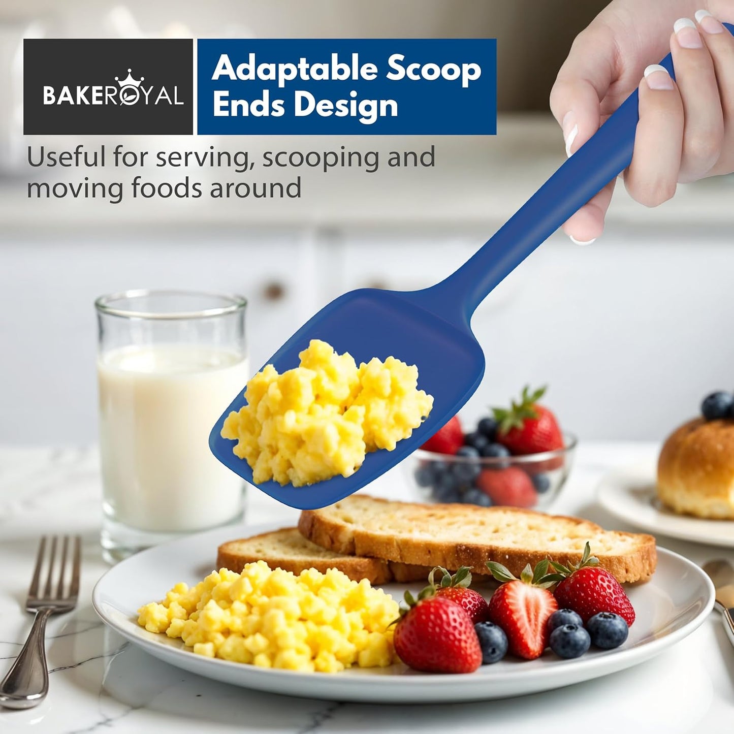 Silicone Spatula Set - 4-Piece Rubber Spatulas Silicone Heat Resistant 600°F for Everyday Task - Seamless Design Kitchen Spatulas for Nonstick Cookware - Royal Blue