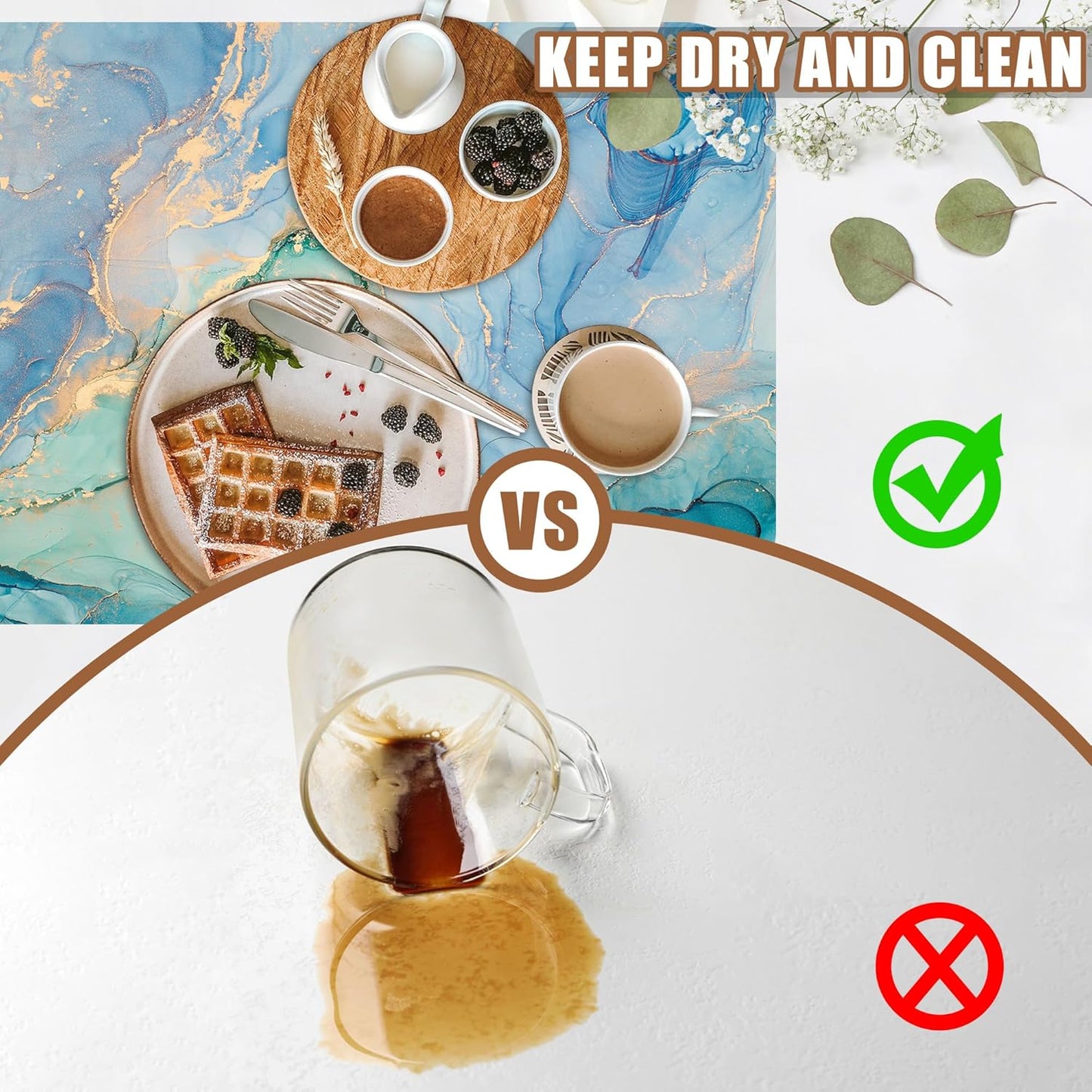 Turquoise and Blue Marble Coffee Mat Absorbent Dish Drying Mat for Kitchen Counter Hide Stain Rubber Backed Coffee Bar Accessories Fit Under Espresso Machine Dish Drainer, 11.8 x 19.7 Inch