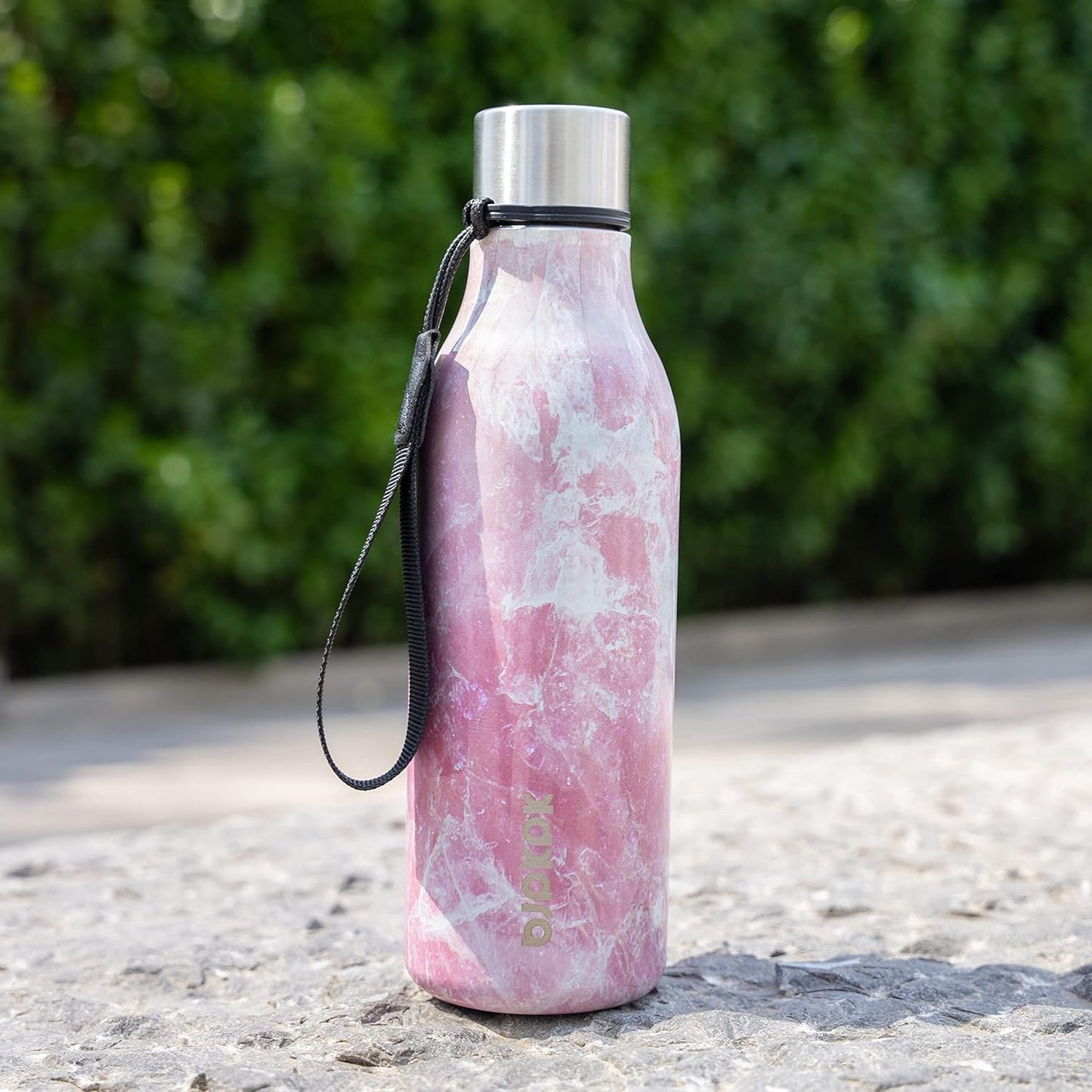BJPKPK Insulated Water Bottles, 18 oz Stainless Steel Metal Water Bottle with Strap, BPA Free Leak Proof Thermos, Mugs, Flasks, Reusable Water Bottle for Sports& Travel, Blossom