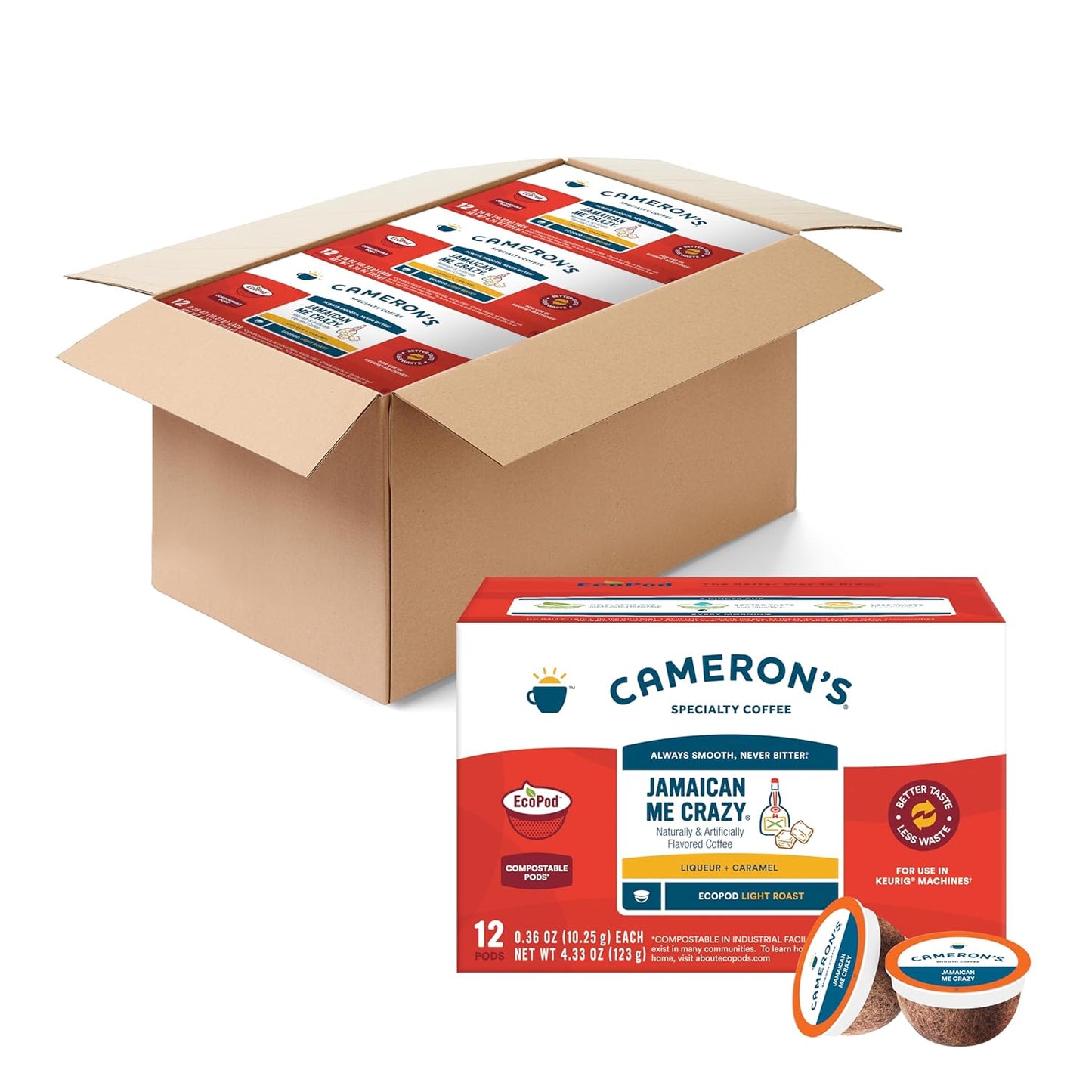 Cameron's Coffee Single Serve Pods, Jamaican Me Crazy Blend, 12 Count (Pack of 6)