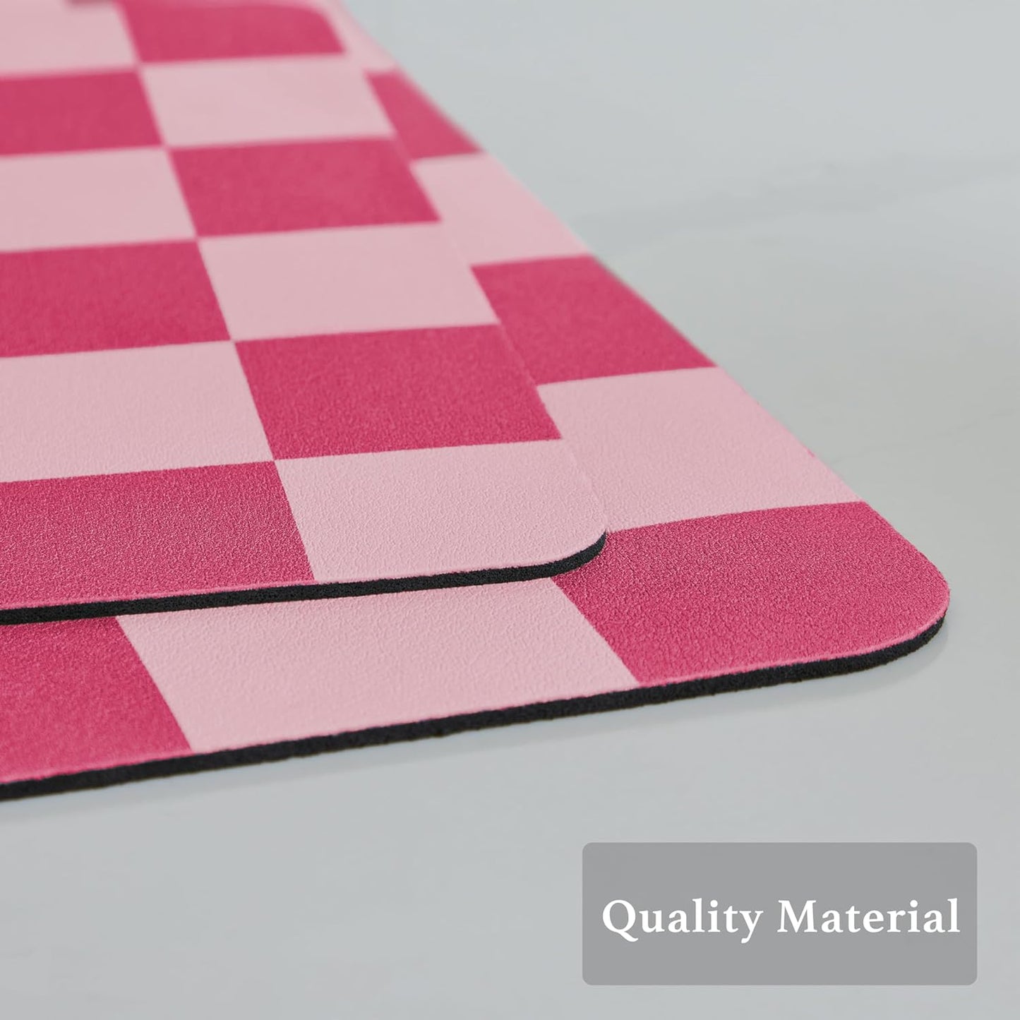 Checkered Dish Drying Mat for Kitchen Counter, Coffee Bar Station Accessories, Retro Cute Aesthetic Modern Absorbent Drainer Mat Kitchen Drying Mat Easy Clean, Hot Pink 12" x 19"