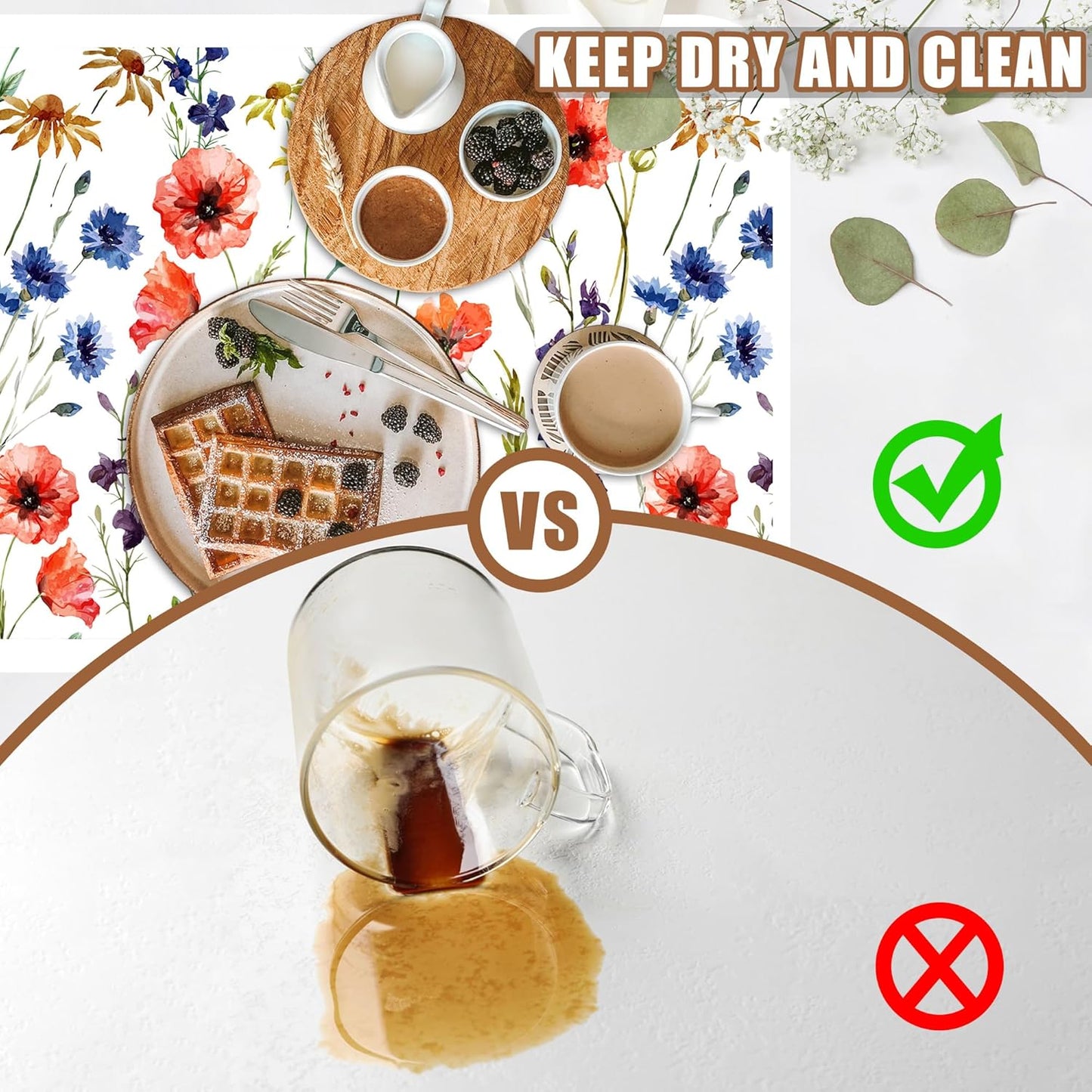 Watercolor Flowers Coffee Mat Daisy Dish Drying Mat for Kitchen Counter Absorbent Hide Stain Rubber Backed Coffee Bar Accessories Fit Under Espresso Machine Dish Drainer 15.7 x 23.6 Inch