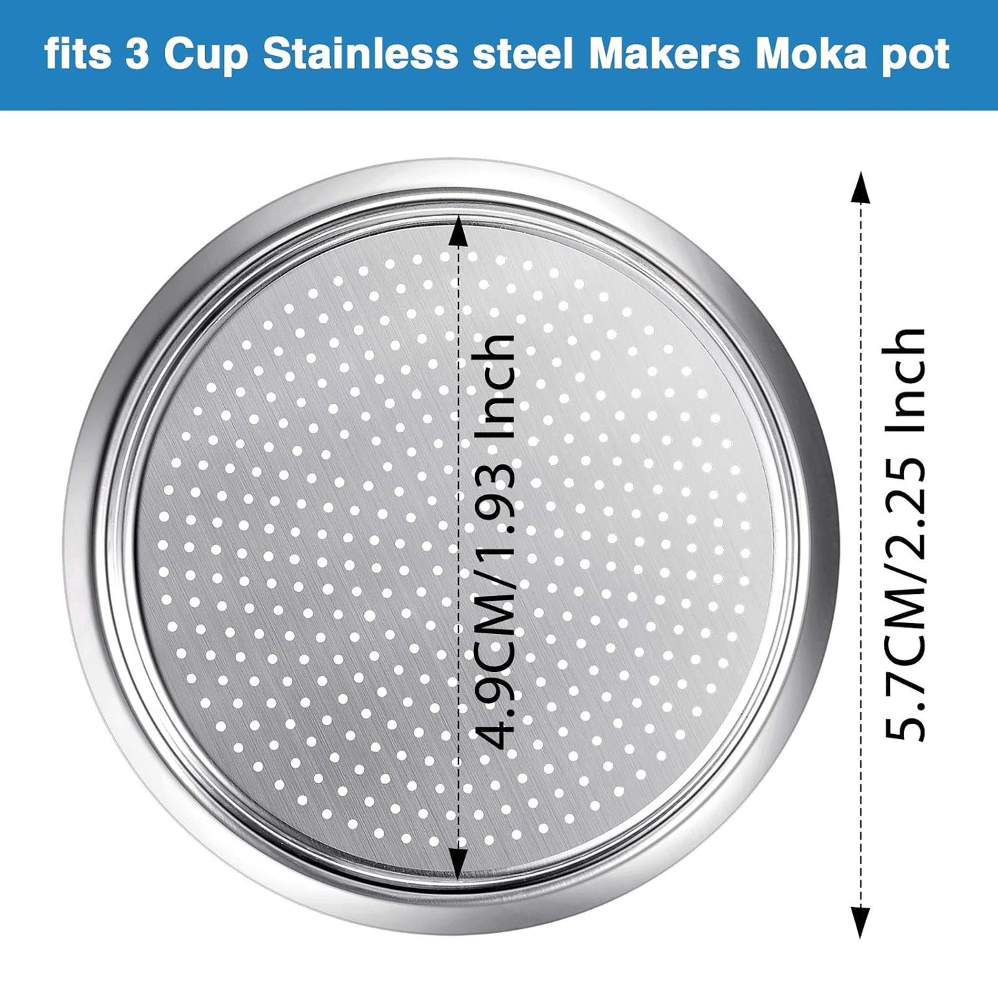 Moka Express Replacement Funnel Kit, 3 Packs Gasket Seals, 1 Stainless Steel Funnel with 1 Pack Stainless Filter (3-Cup)