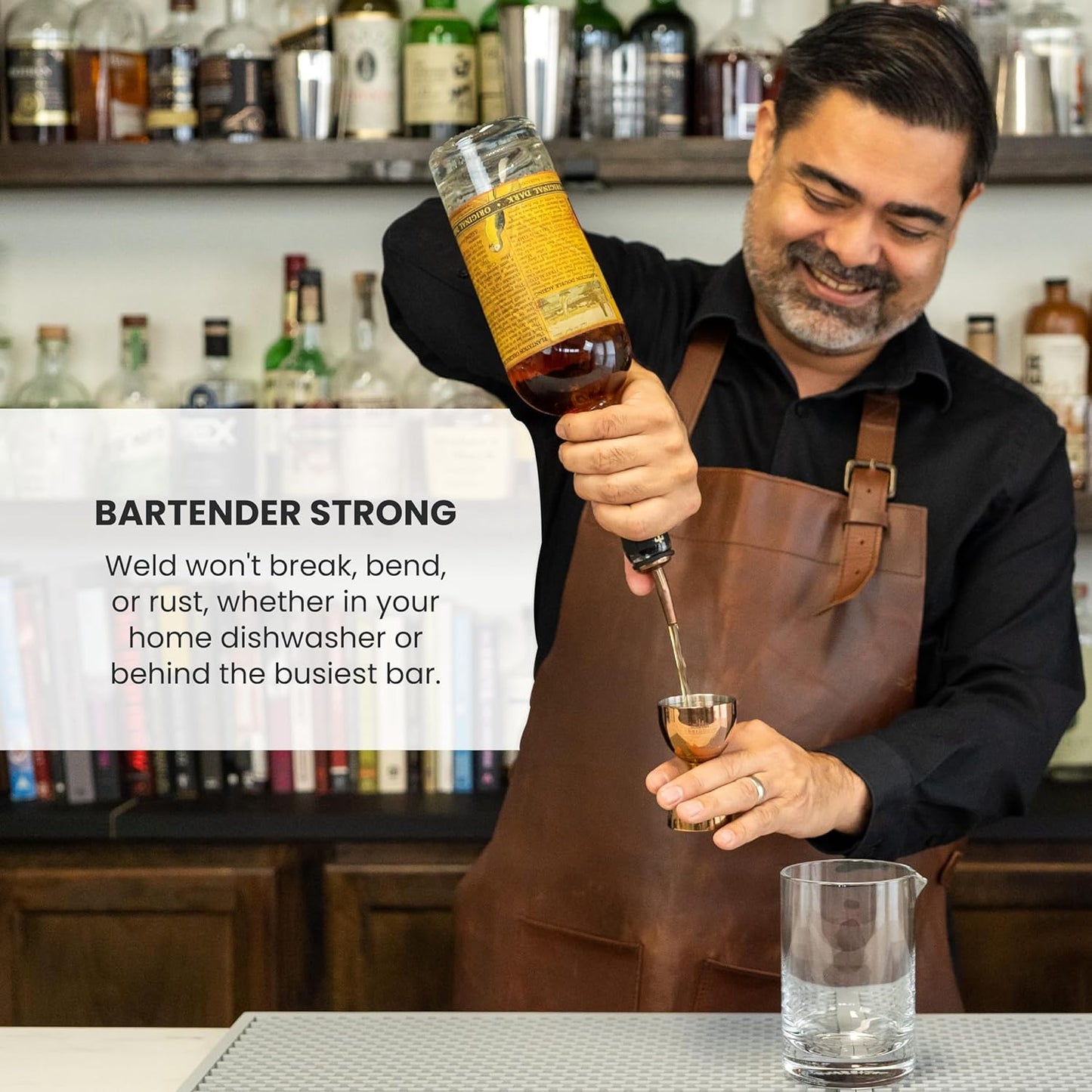 A Bar Above Premium Bell Jigger, 304 Stainless Steel Double Cocktail Jigger with 10 Internal Measurements, Heavy Duty Professional Bar Tool for Bartending, Gold Finish, Ergonomic Design, 1 Pack