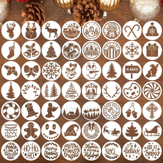 Small Christmas Stencils for Painting on Wood 3” Christmas Stencil for Crafts Reusable Snowman Santa Believe Holiday Draw Templates for Christmas Tree Canvas Window Decor(XMS Mini Stencil 01)