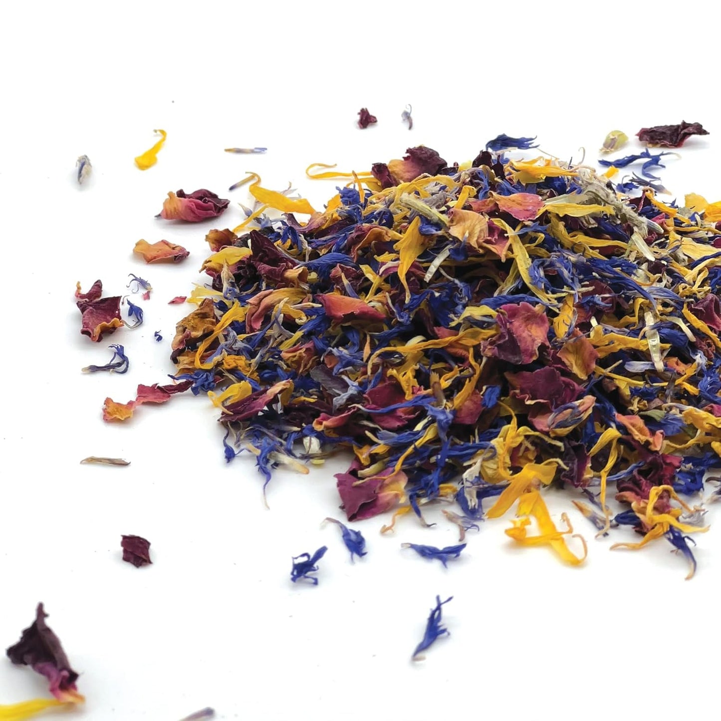 MagJo Naturals Brilliant Flower Petal Blend - Edible blend of calendula, blue cornflower and rose petals, all natural, food-grade, dried floral mix for baking, cocktails & garnish, Packaged in the USA