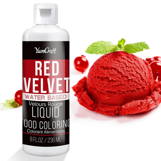 Food Coloring Liquid - Vibrant Color Food Coloring for Cake Decorating, Baking, Easter Egg, Icing - Tasteless Food Color Dye for Fondant, Cooking, Slime, Airbrush (Red velvet, 8 Fl.oz)