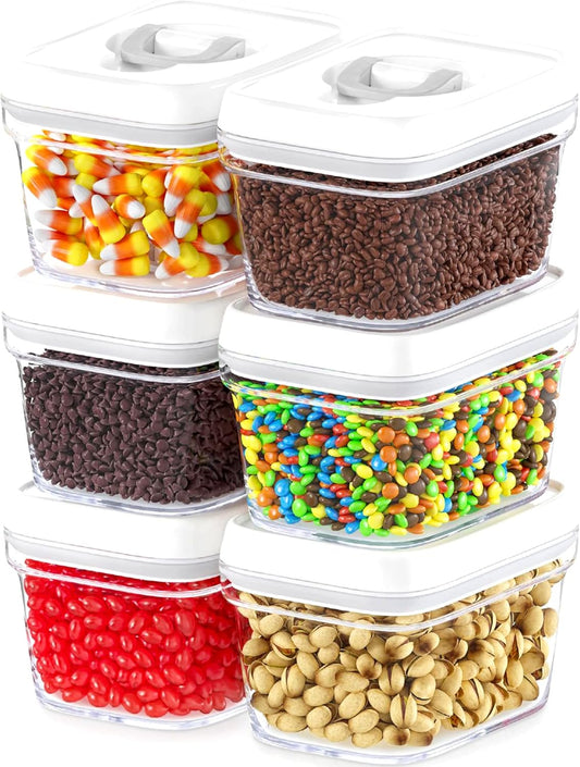 DWËLLZA KITCHEN Airtight Food Storage Containers with Lids – 6 Pieces All Same Size - Pantry Container for Spices, Candy, Nuts, Coffee and Tea, Clear Plastic BPA-Free, Keeps Food Fresh & Dry