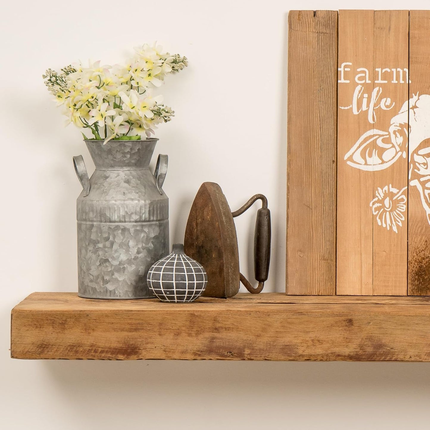 Modern Timber Craft Reclaimed Wood Floating Wall Shelf | Solid Rustic American Barnwood, Floating Shelf Brackets | 2.75" Thickness | 12" L x 10" D, Rustic Original - Unfinished, 2 Pack