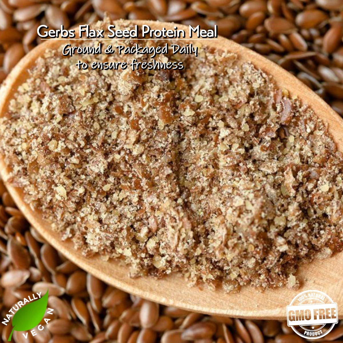 Ground Raw Flax Seed Meal by Gerbs - 4 LBS - Top 11 Food Allergen Free & Non GMO - Vegan & Kosher – Premium Full Oil Content Flax Protein Powder