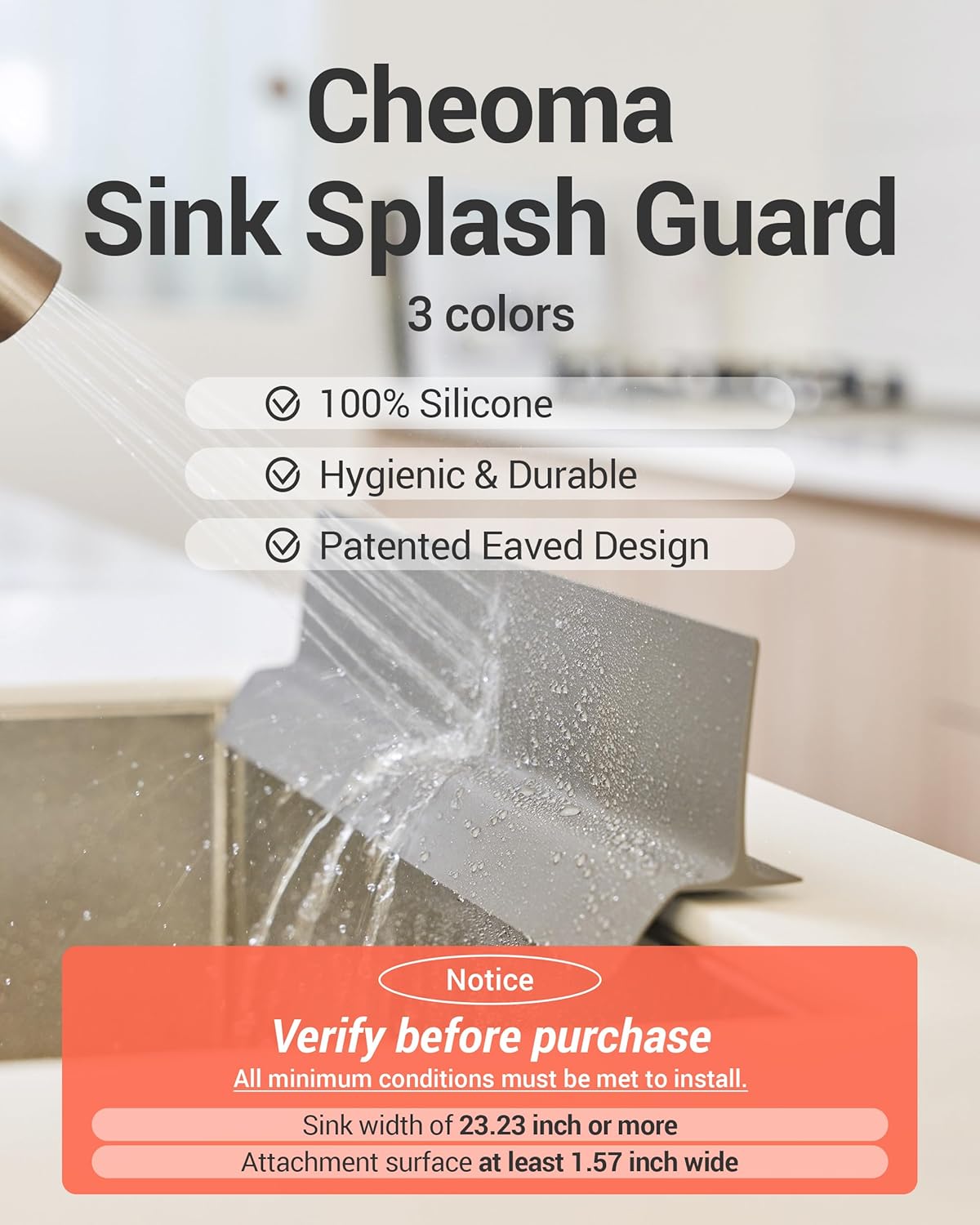 23 inches 100% Premium Silicone Kitchen Sink Splash Guard - Non Slip Strong Suction, Durable, and Easy-to-Clean Splash Protector for Mess-Free Cooking and Dishwashing (Deep Green)