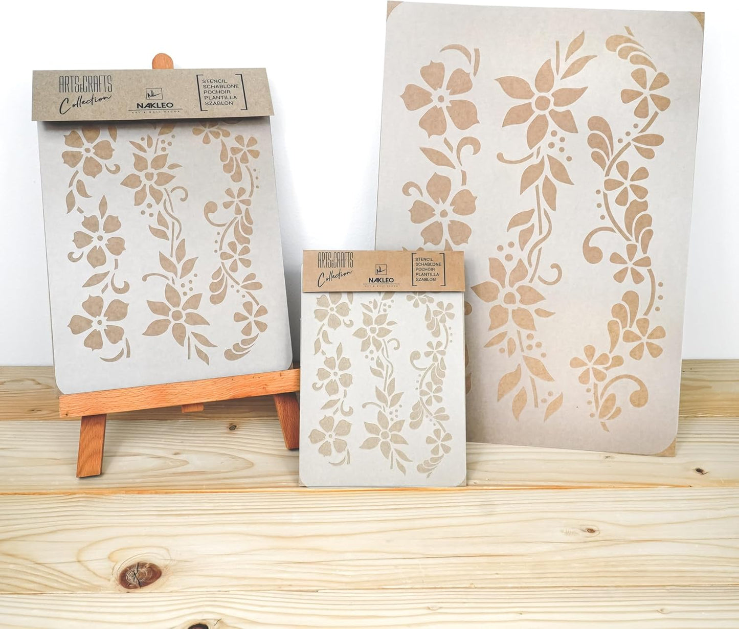 NAKLEO Painting Stencil for Crafts A5 5.9” x 8.3”, Flowers Mini Border Pattern, Reusable Plastic DIY & Scrapbooking Drawing Template, Decoupage Art Home Decor, Wall Wood Fabric Furniture