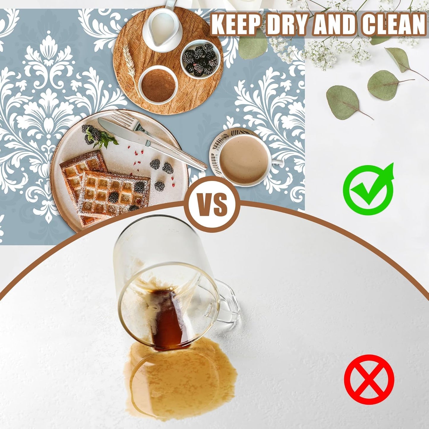 Dish Drying Mat Blue Damask Floral Coffee Bar Mat for Countertop Absorbent Rubber Backed Hide Stain Dish Drainer Rack Pad Coffee Maker Espresso Machine Dining Room Decoration 11.8 x 19.7 Inch