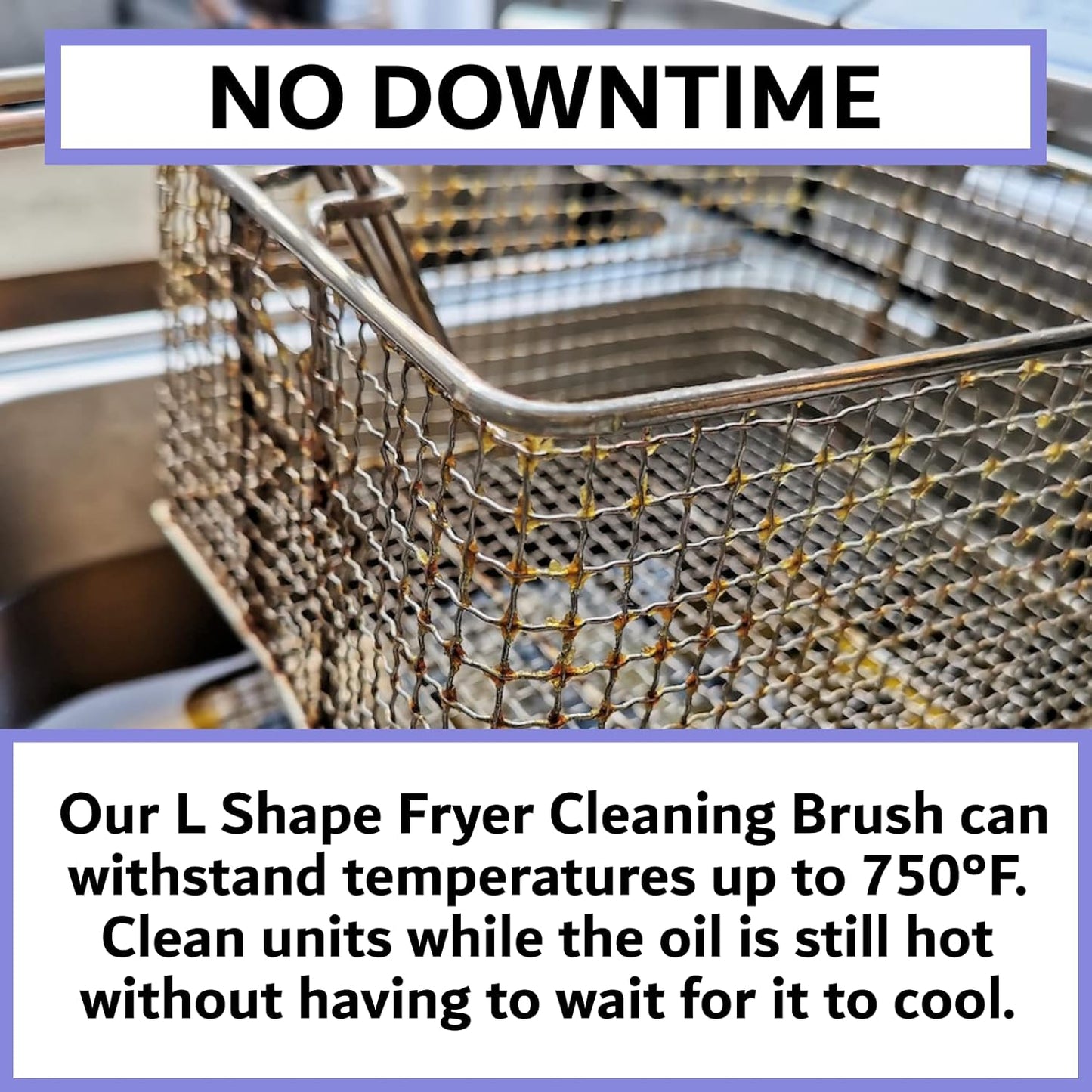 L-Shaped Deep Fryer Cleaning Brush, Up to 750F High Heat Resistant Metal Bristles Fryer Cleaning Brush for Food Debris, Grease Build-Up in Kitchen & Restaurant Deep Fryers Coil by FryOilSaver Co. B53C