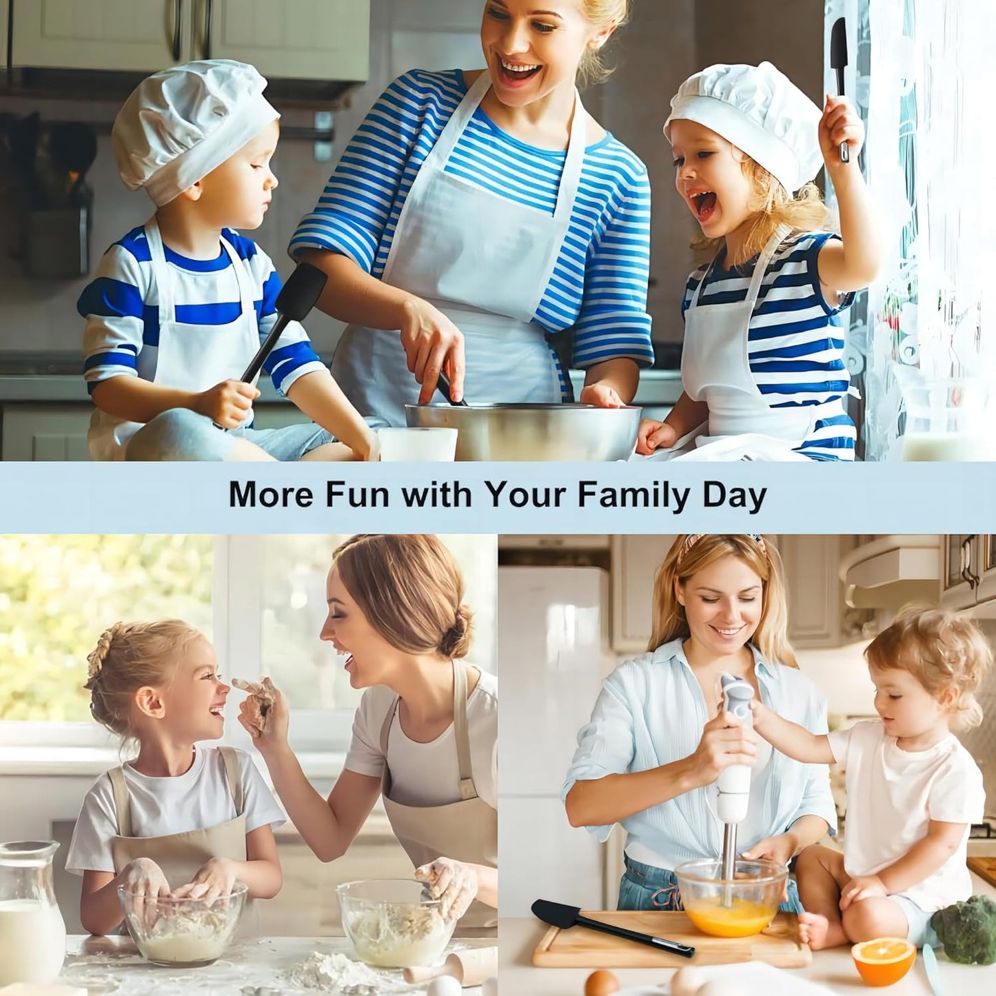 Premium Silicone Spatula Set, JXWING Flexible Heat Resistant Non-slip Handle Baking Cooking Rubber Spatulas, Black