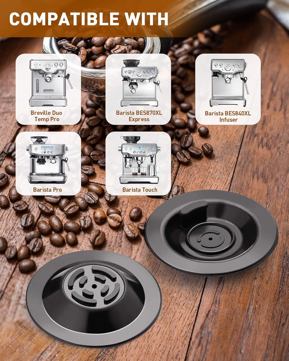 SONGTIY 2PCS Espresso Cleaning Disc, 54mm Silicon Backflush Disc for Select Breville Espresso Machines, Breville Accessories Compatible with BES810BSS, BES840XL, BES878BSS, BES880, BES870XL