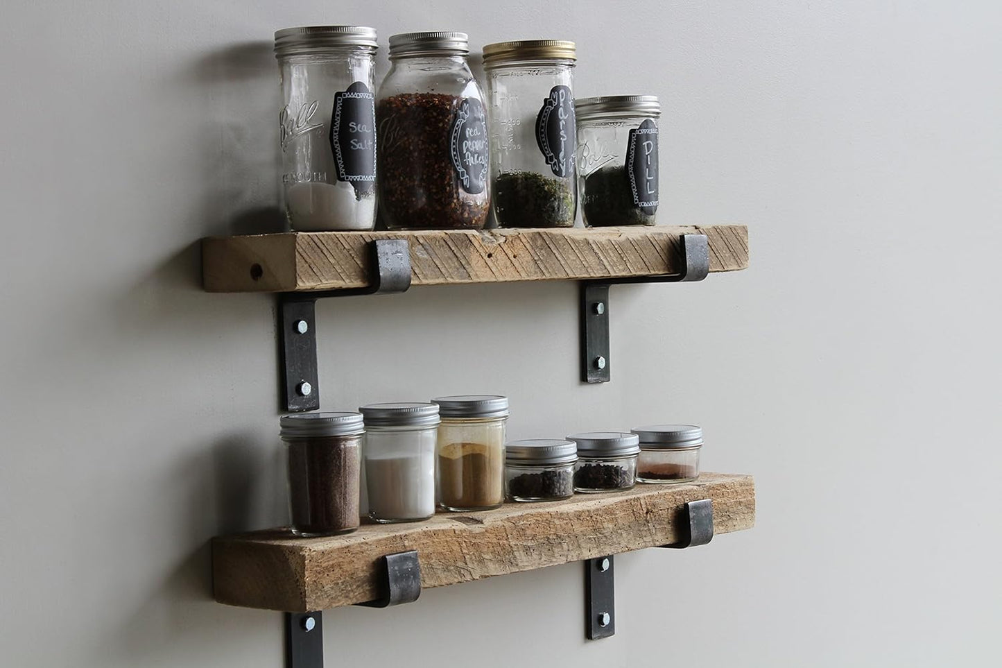 Urban Legacy Accent Shelves | Reclaimed Barn Plank | Set of 2 with Full Brackets (Natural, 30" x 4.5" x 2")