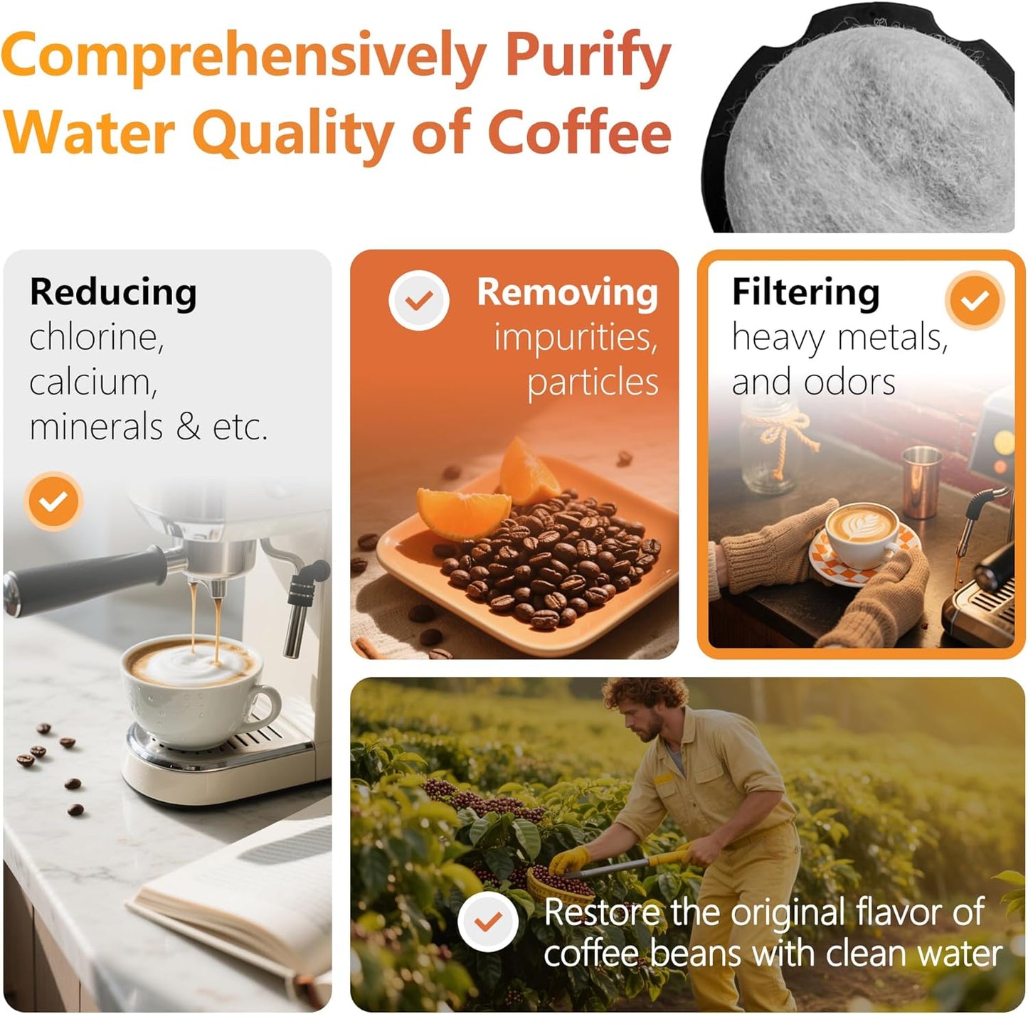 Coffee Maker Water Filter Replacement - Compatible with Cafe & GE Profile Grind & Brew Coffee Makers, Lasts 6-12 Months, Reduces Chlorine, Impurities & Odors (12)