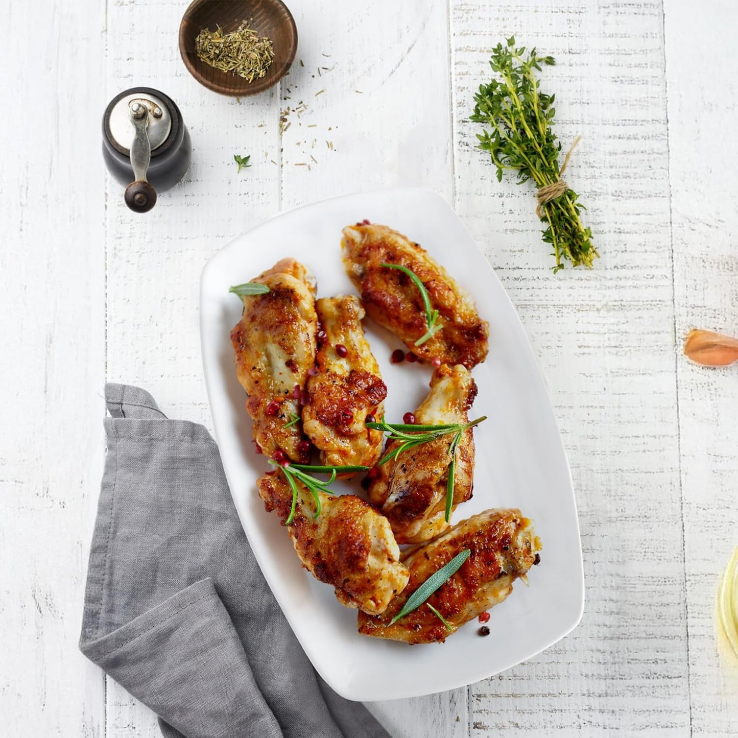 Ceramic Serving Platter Set, 4 Pcs 10 inch Rectangular Serving Tray for Entertaining at Parties and Weddings, White Platter Rectangular Dishes Dinner Plates for Appetizer Meat Bread Dessert and Sushi