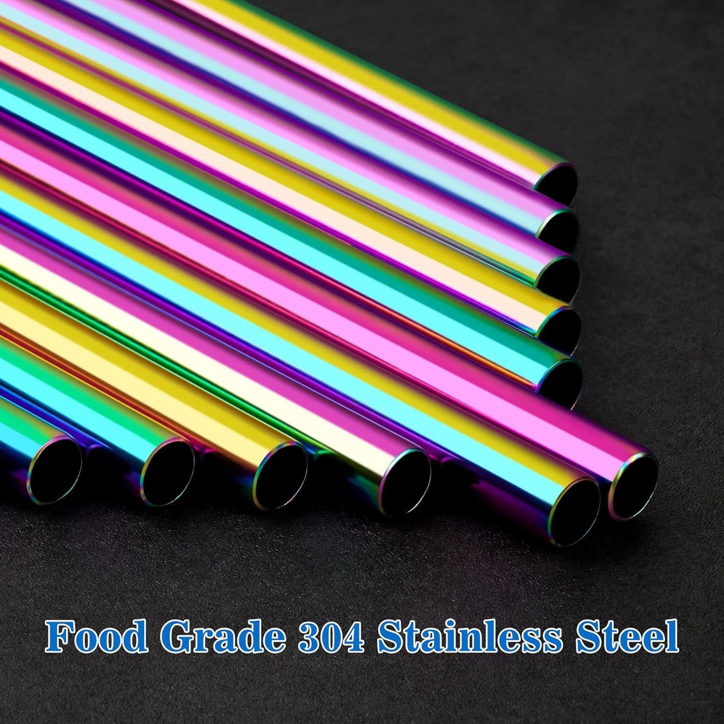 Tomorotec 11 Inch Stainless Steel Reusable Drinking Straws 14PCS & 2 Cleaning Brushes Set with Curved & Straight Designs, Compatible with 30oz Stanley Tumblers, Dishwasher Safe, BPA-Free (Metallic)